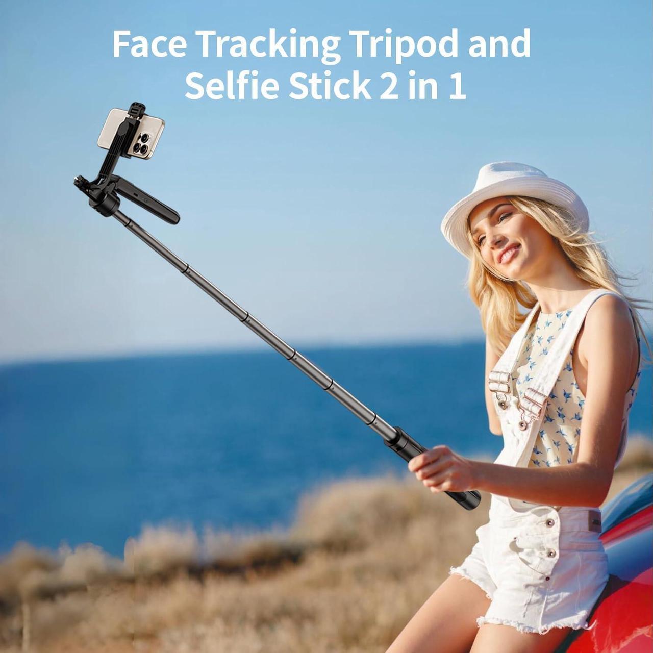 Alt view image 6 of 6 - Extendable Auto Face Tracking Tripod 360° Rotation with Light, No App, 70.9" Motion Sensor Phone Tripod Stand, Face Body Phone Camera Mount Gesture Control for Vlog/Live Stream/Video Recording