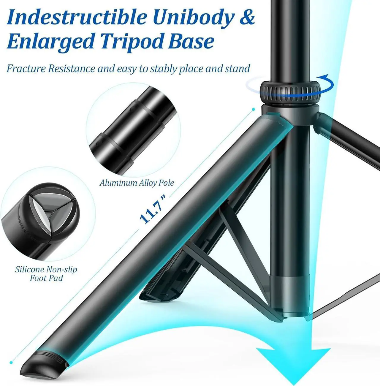 Alt view image 2 of 7 - 80 Phone Tripod Tripod for iPhone & Selfie Stick Tripod Stand with Remote 2 Lights All-in-1 360° Rotating Portable Travel Phone Tripod Stand for Cell Phone iPhone Android Camera Black