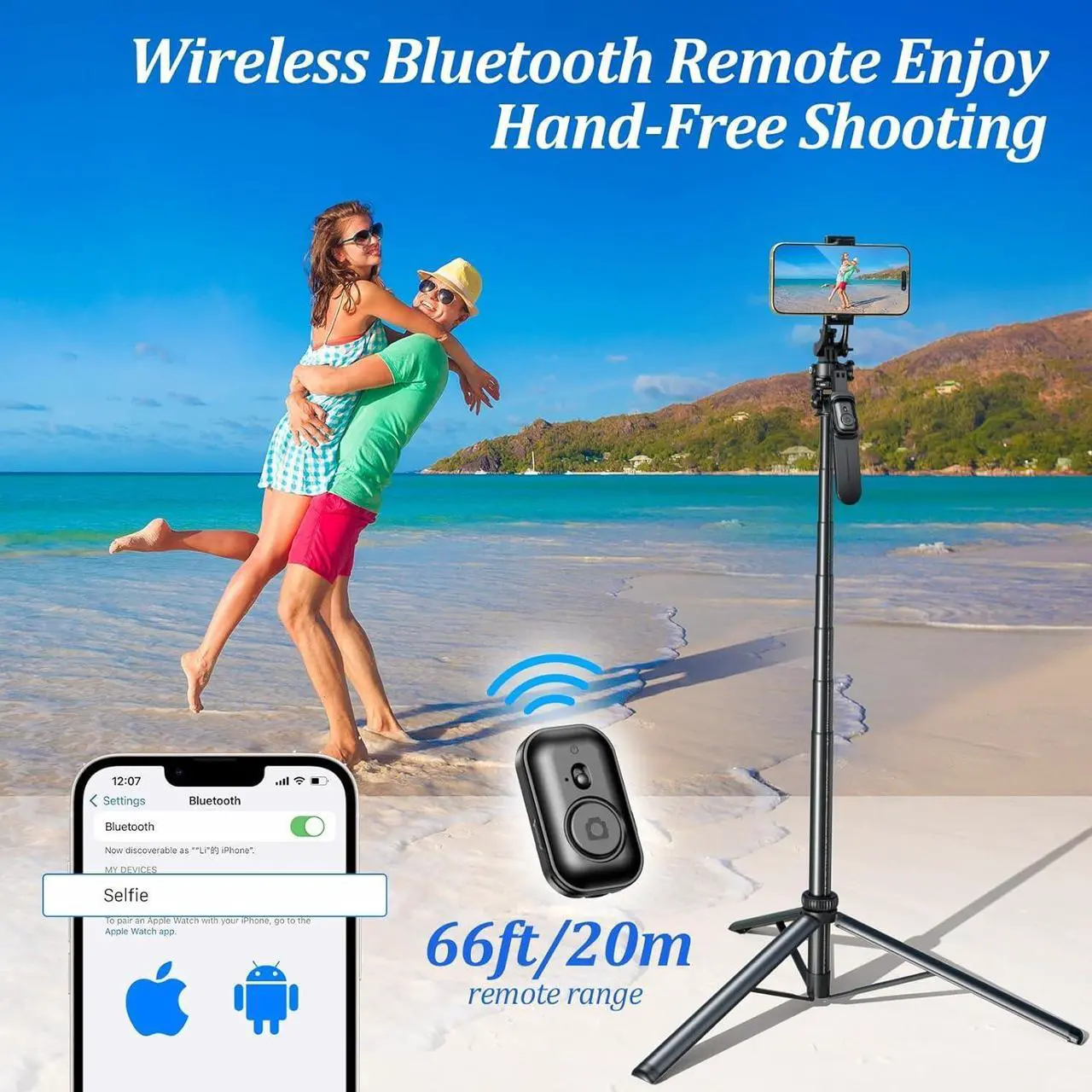 Alt view image 3 of 7 - 80 Phone Tripod Tripod for iPhone & Selfie Stick Tripod Stand with Remote 2 Lights All-in-1 360° Rotating Portable Travel Phone Tripod Stand for Cell Phone iPhone Android Camera Black