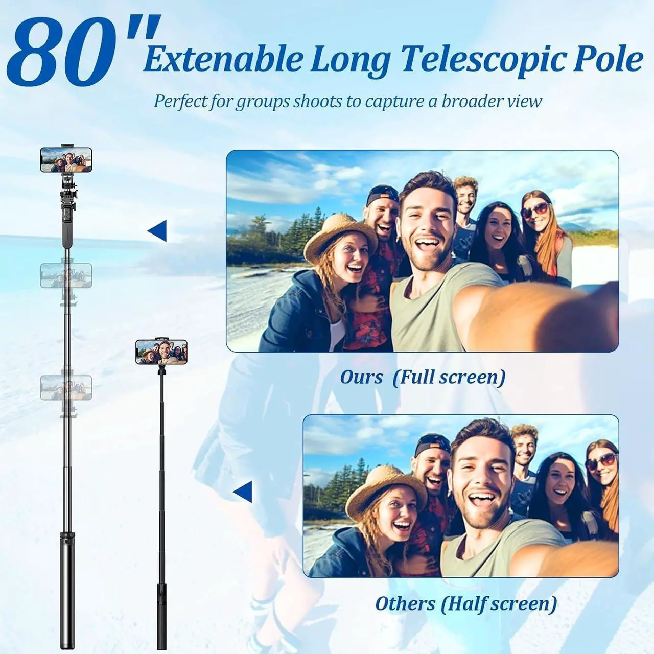 Alt view image 4 of 7 - 80 Phone Tripod Tripod for iPhone & Selfie Stick Tripod Stand with Remote 2 Lights All-in-1 360° Rotating Portable Travel Phone Tripod Stand for Cell Phone iPhone Android Camera Black