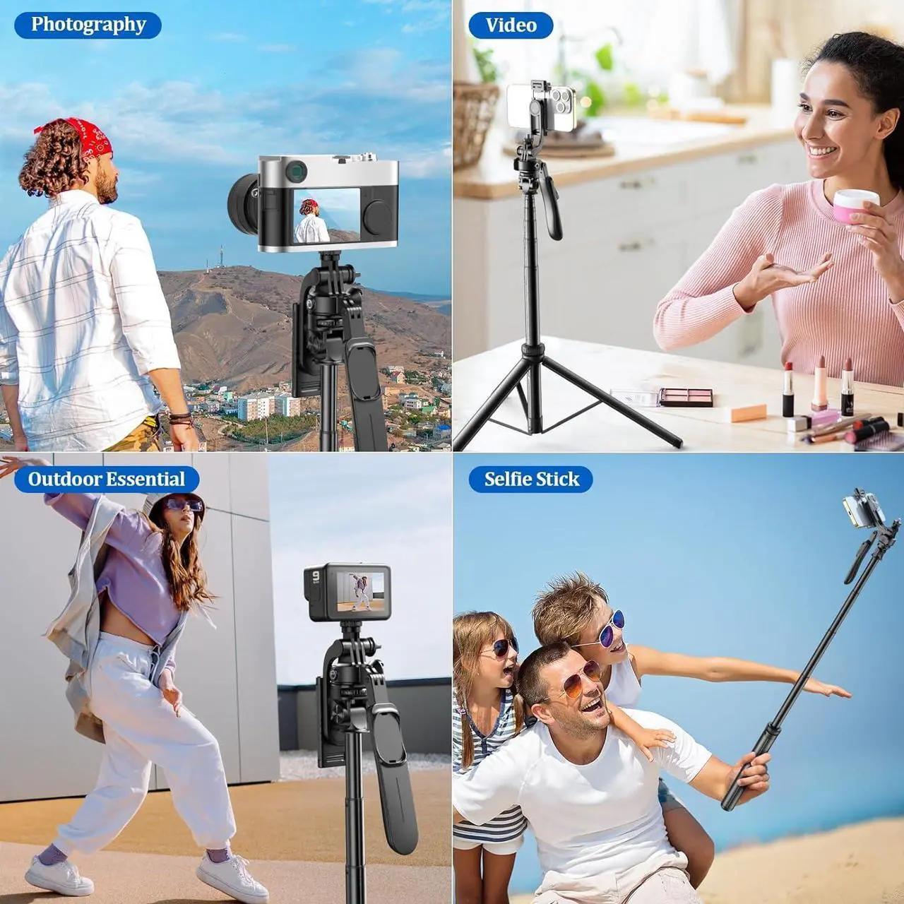 Alt view image 7 of 7 - 80 Phone Tripod Tripod for iPhone & Selfie Stick Tripod Stand with Remote 2 Lights All-in-1 360° Rotating Portable Travel Phone Tripod Stand for Cell Phone iPhone Android Camera Black