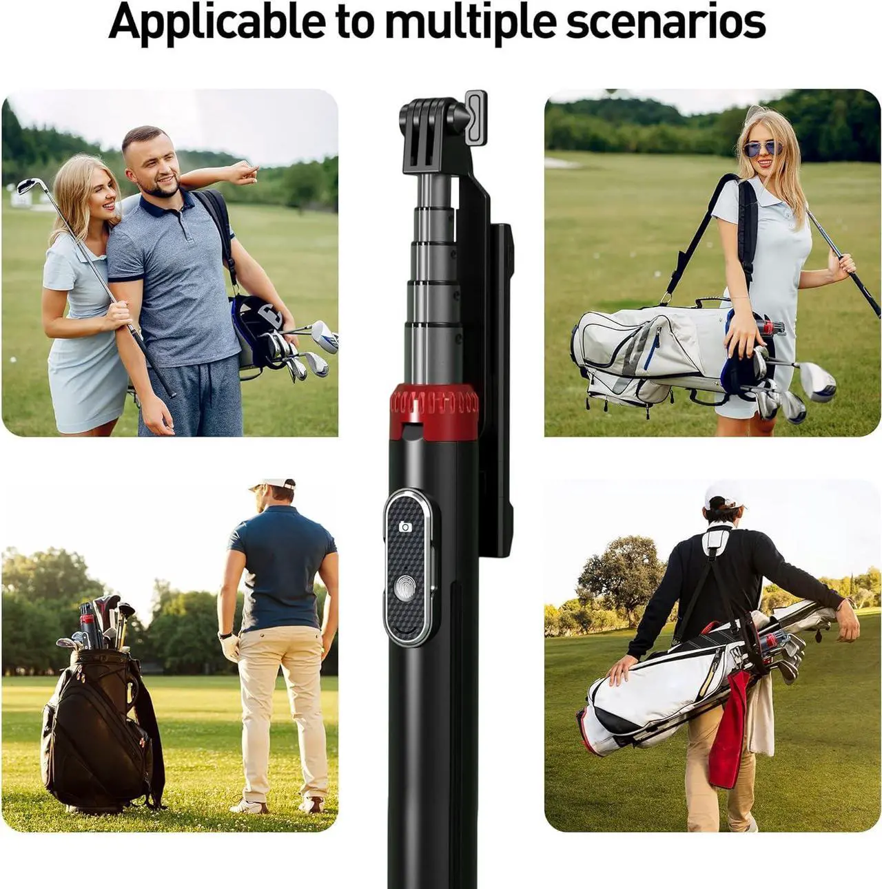 Alt view image 5 of 7 - 62" Phone Tripod & Selfie Stick for Golf Training, Extendable Cell Phone Tripod Stand with Wireless Remote and Phone Holder, Golf Training Aid - Compatible with iPhone Android iPhone
