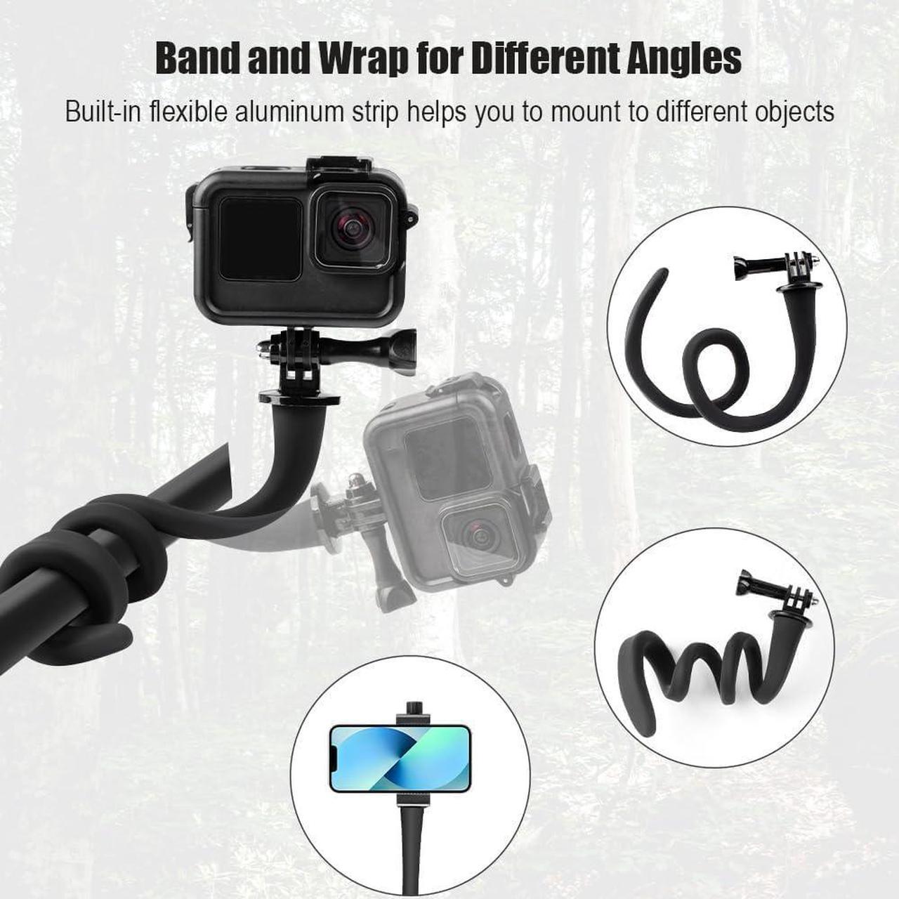 Alt view image 3 of 5 - Flex Mount Stroller Phone Holder Selfie Stick Gooseneck for Treadmill Bike Shopping Cart Boat Smartphone Suitable with GoPro Hero 12/11/10/9/8/7/6/5/4 AKASO Insta360