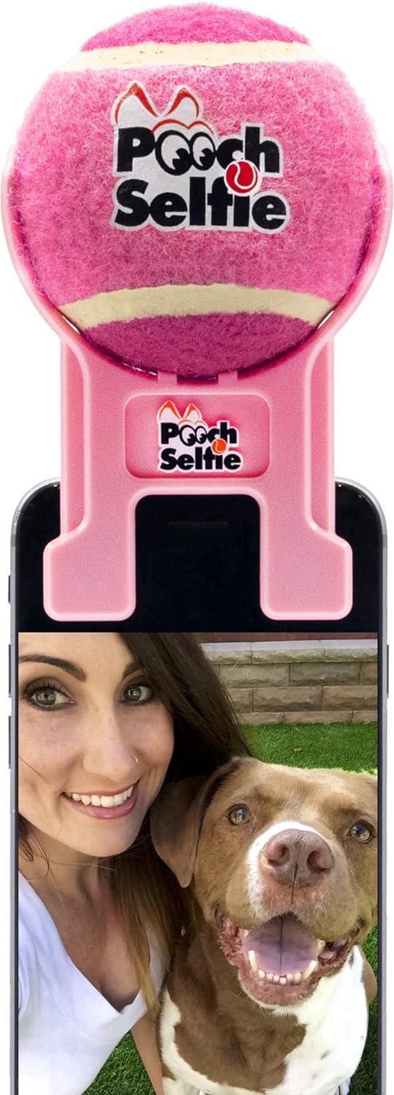 Main image of Cell Phone Dog Universal Selfie Stick, Dog Training, Tennis Ball for Dogs Photos, Pet Selfie Tool Get Your Pooches Attention (AS SEEN ON Shark Tank) (Pink)