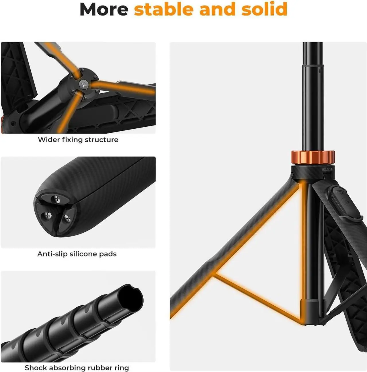Alt view image 6 of 7 - K&F Concept 62'' Phone Selfie Stick Tripod, 2-in-1 Lightweight Cellphone Holder and Camera Stand with Remote, Compatible with GoPro/iPhone/Android/Camera/DJI OSMO Pocket 3