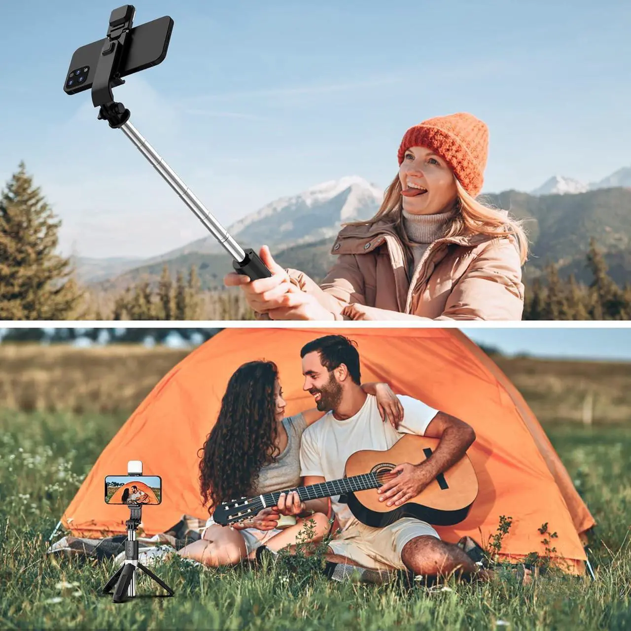 Alt view image 7 of 7 - Selfie Stick with Fill Light, 104cm Extendable Selfie Stick Tripod with Wireless Remote, 3 Light Modes, 6 Brightness Levels, Compatible with iPhone 14/13/12/11, Samsung Galaxy, Google, Huawei, etc