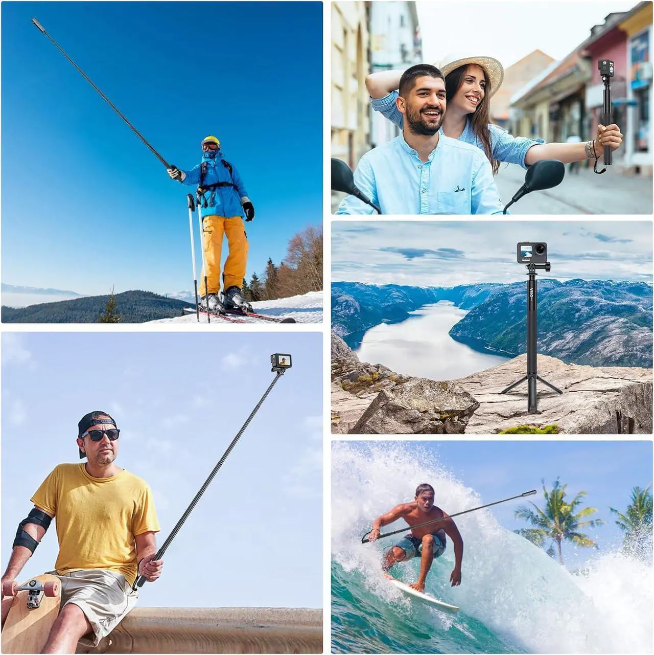 Alt view image 6 of 7 - VRIG TP-13 52inch Invisible Selfie Stick for Insta360 for GoPro 11 10 9 8 7, ONE X3, X2, X, Insta360 ONE R, RS, Insta 360 Camera,1/4" Extended Monopod Pole compatiable with Sports Camera