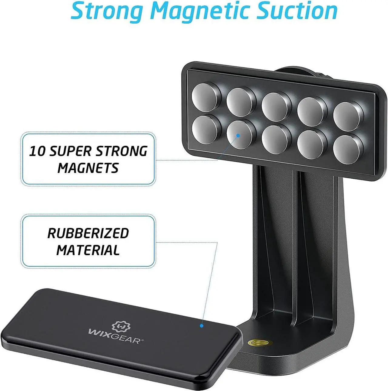Alt view image 4 of 7 - WixGear Magnetic Tripod Mount Strong Phone Holder for Tripod Compatible with iPhone and Android Devices Black