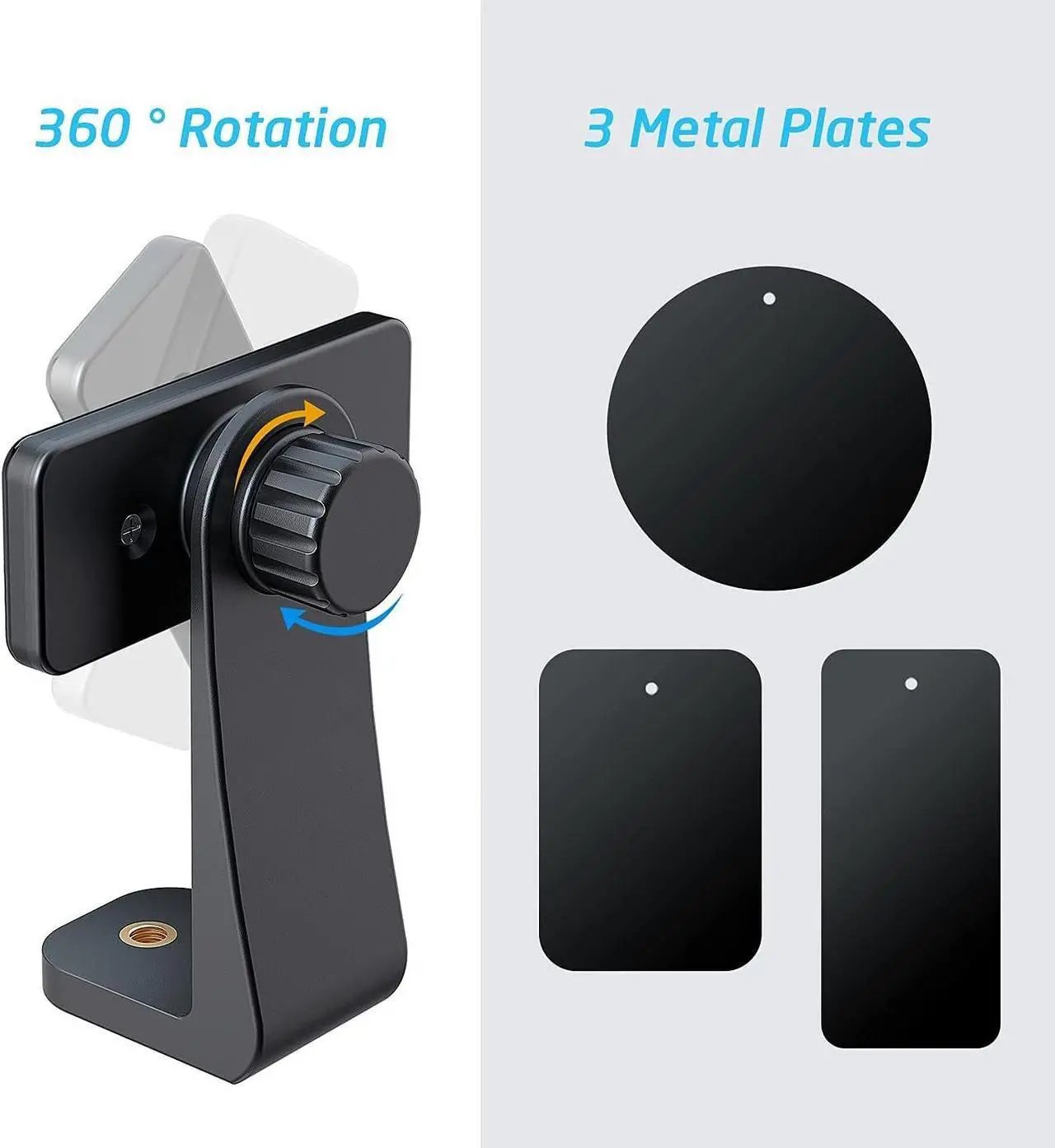 Alt view image 5 of 7 - WixGear Magnetic Tripod Mount Strong Phone Holder for Tripod Compatible with iPhone and Android Devices Black