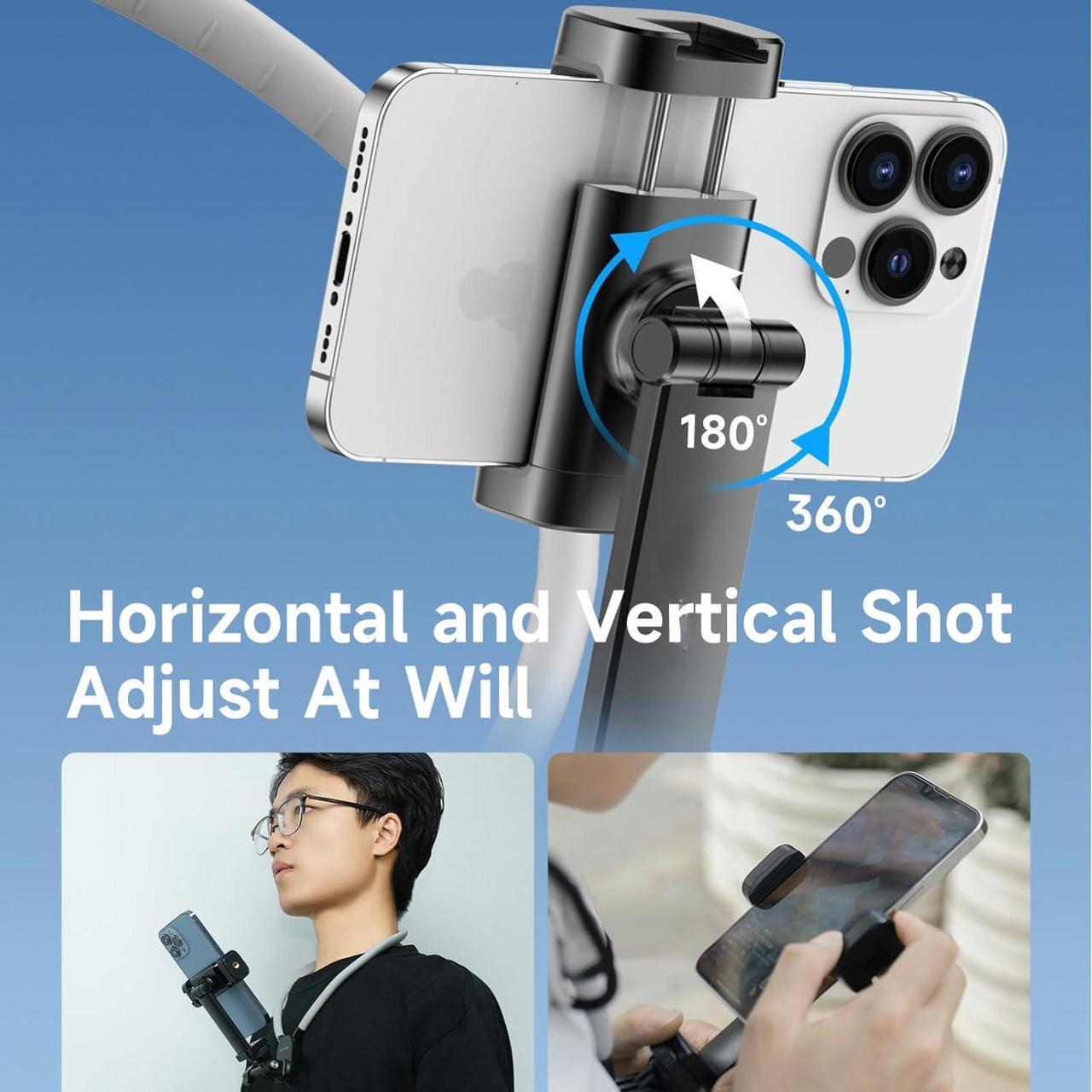 Alt view image 5 of 7 - INOVAGEN Neck Phone Holder, Magnetic Anti-Shake, POV/Vlog Recording, Hand Free Selfie Phone Mount for Phones and GoPro Max Hero 12 11 10 DJI Action 3, Insta360 (i7U with Phone Holder)