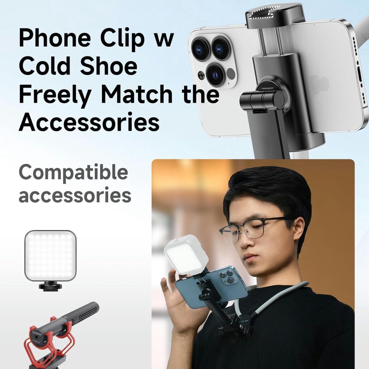 Alt view image 7 of 7 - INOVAGEN Neck Phone Holder, Magnetic Anti-Shake, POV/Vlog Recording, Hand Free Selfie Phone Mount for Phones and GoPro Max Hero 12 11 10 DJI Action 3, Insta360 (i7U with Phone Holder)