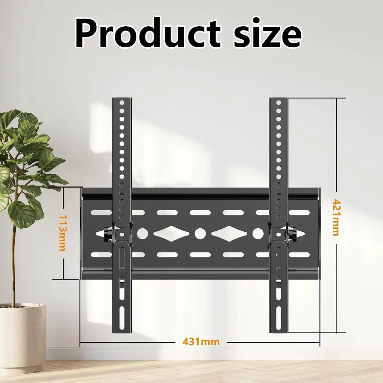 Alt view image 2 of 6 - Tilt TV Wall Mount, TV Mount Bracket Mount For Most 26-63 Inches TVs, Low Profile Wall Mount LED LCD Plasma Flat Curved Television Monitor, Max VESA 400×400mm, Up to 99lbs Universal TV Bracket