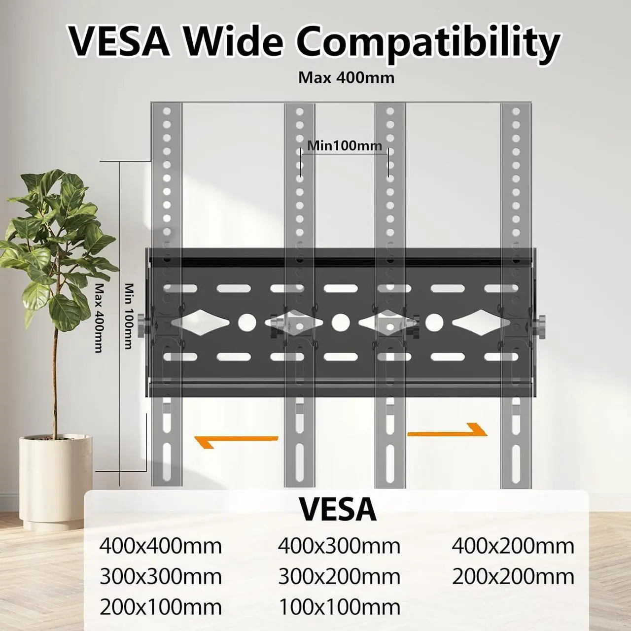 Alt view image 3 of 6 - Tilt TV Wall Mount, TV Mount Bracket Mount For Most 26-63 Inches TVs, Low Profile Wall Mount LED LCD Plasma Flat Curved Television Monitor, Max VESA 400×400mm, Up to 99lbs Universal TV Bracket