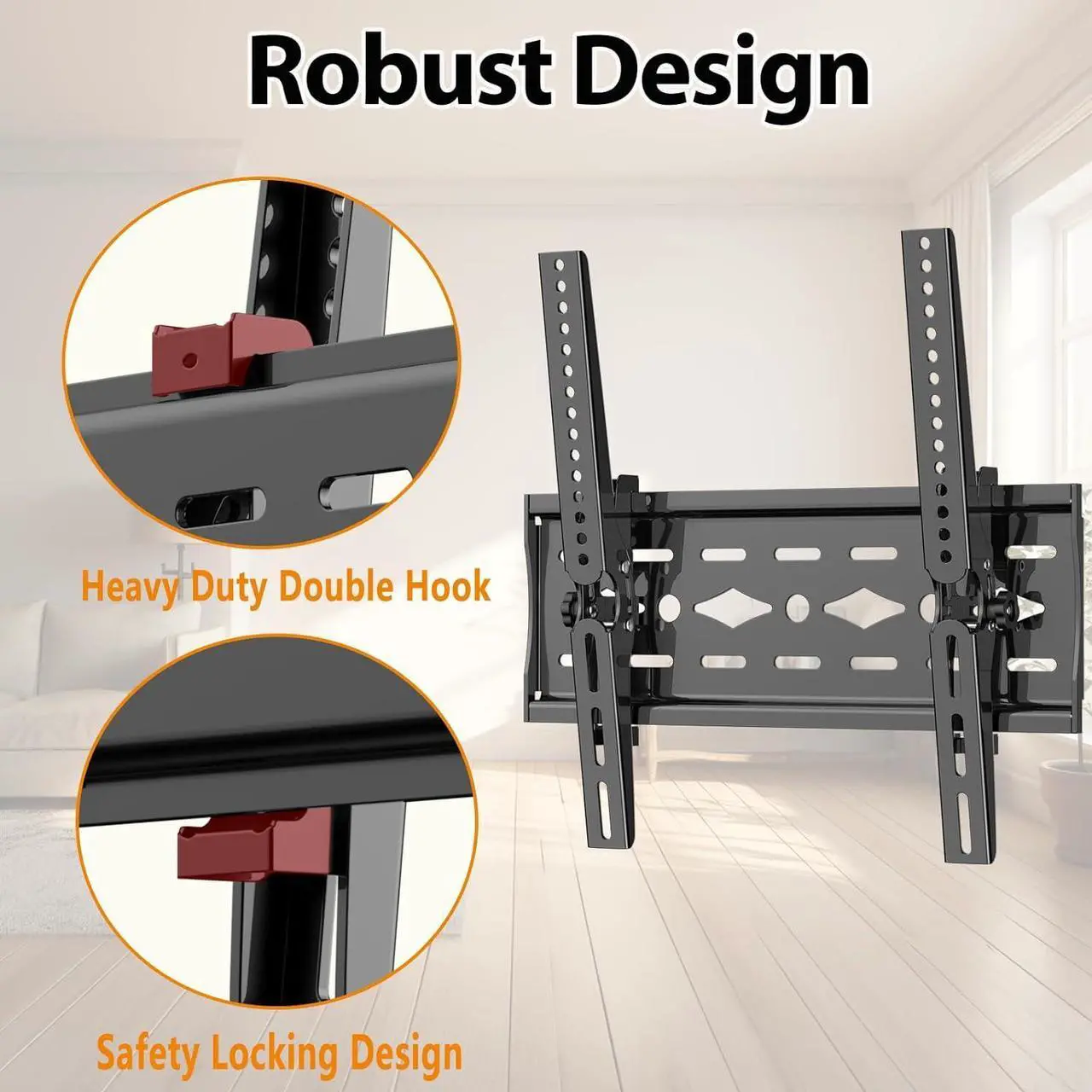 Alt view image 6 of 6 - Tilt TV Wall Mount, TV Mount Bracket Mount For Most 26-63 Inches TVs, Low Profile Wall Mount LED LCD Plasma Flat Curved Television Monitor, Max VESA 400×400mm, Up to 99lbs Universal TV Bracket