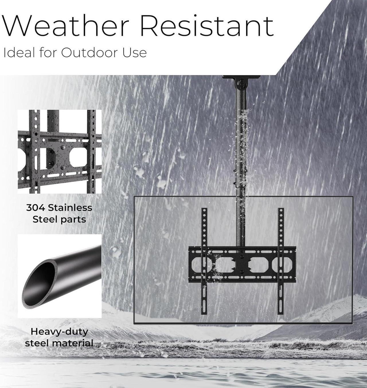 Alt view image 5 of 7 - Ceiling TV Wall Mount Bracket Fits Most 24 to 65 inch Flat/Curved TVs, Height Adjustable Full Motion Hanging TV Mount Holds up to 88 lbs, 360° Rotation Flip Down TV Hanger with Swivel and Tilt