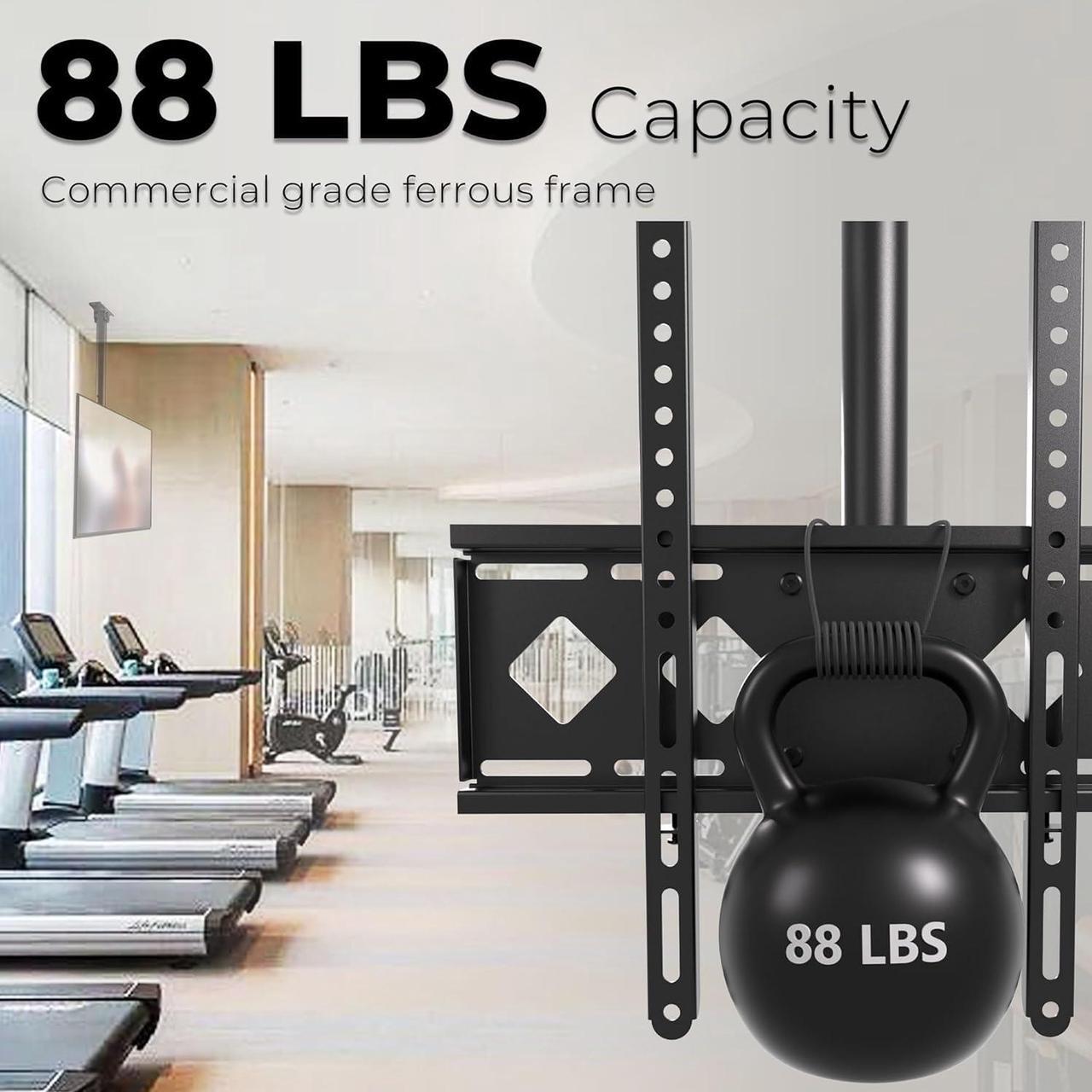 Alt view image 7 of 7 - Ceiling TV Wall Mount Bracket Fits Most 24 to 65 inch Flat/Curved TVs, Height Adjustable Full Motion Hanging TV Mount Holds up to 88 lbs, 360° Rotation Flip Down TV Hanger with Swivel and Tilt