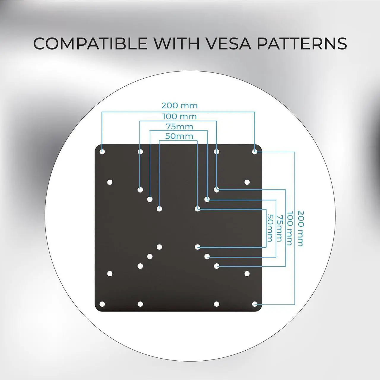 Alt view image 3 of 5 - HumanCentric VESA Mount Adapter Plate for TV Mounts, VESA Conversion Plate for Flat and Curved TVs, Convert 50x50, 75x75 and 100x100 to 200x200 mm Patterns, Includes Hardware Kit
