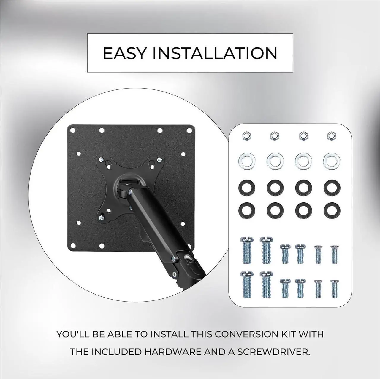 Alt view image 4 of 5 - HumanCentric VESA Mount Adapter Plate for TV Mounts, VESA Conversion Plate for Flat and Curved TVs, Convert 50x50, 75x75 and 100x100 to 200x200 mm Patterns, Includes Hardware Kit