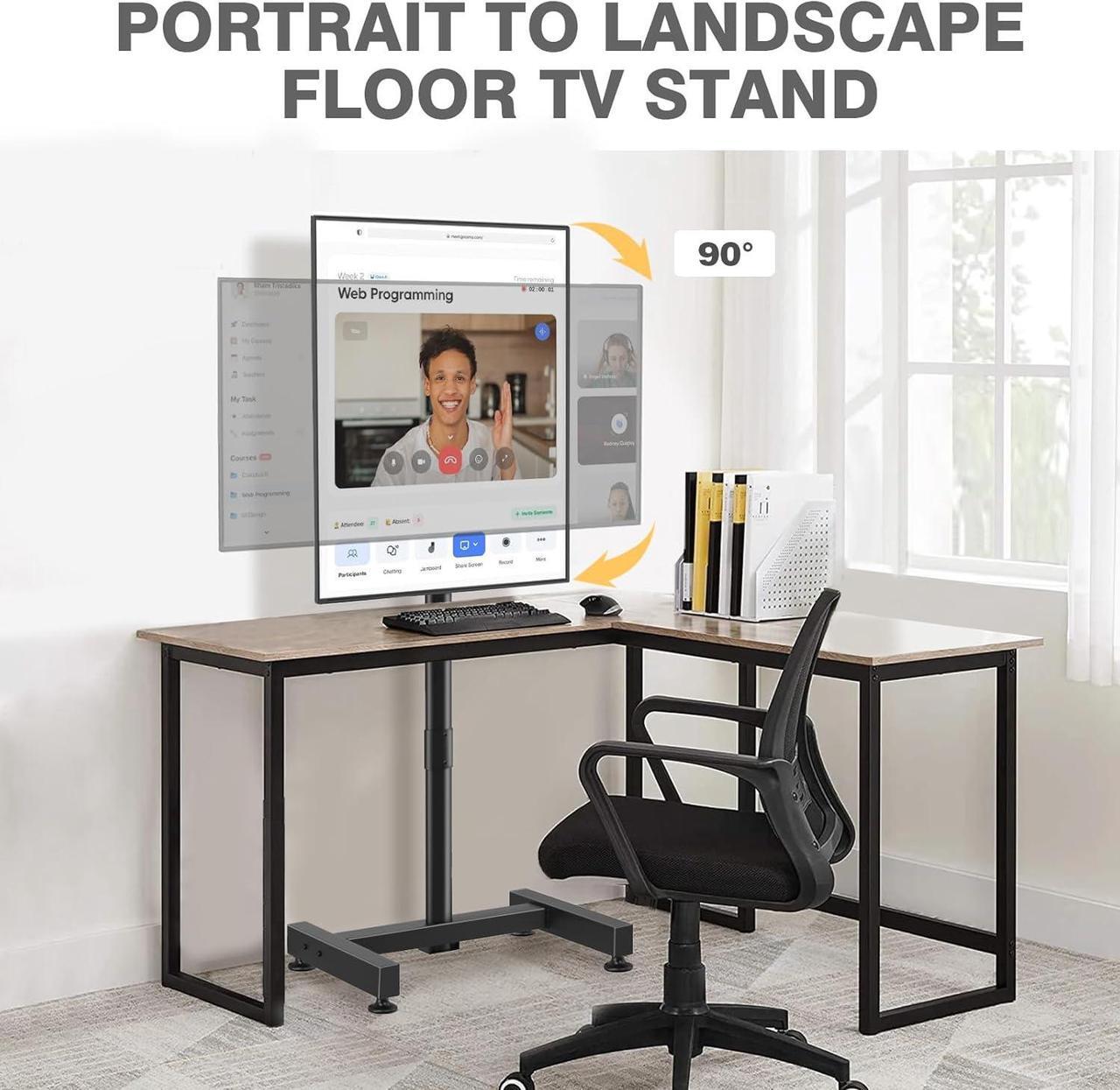 Alt view image 2 of 7 - TVON TV Floor Stand for 13-50 inch LCD LED Flat/Curved Panel Screen TVs up to 44 lbs, Height Adjustable TV Stand Mount with VESA 200x200, Portable TV Stand for Bedroom, Dorm Room, Office