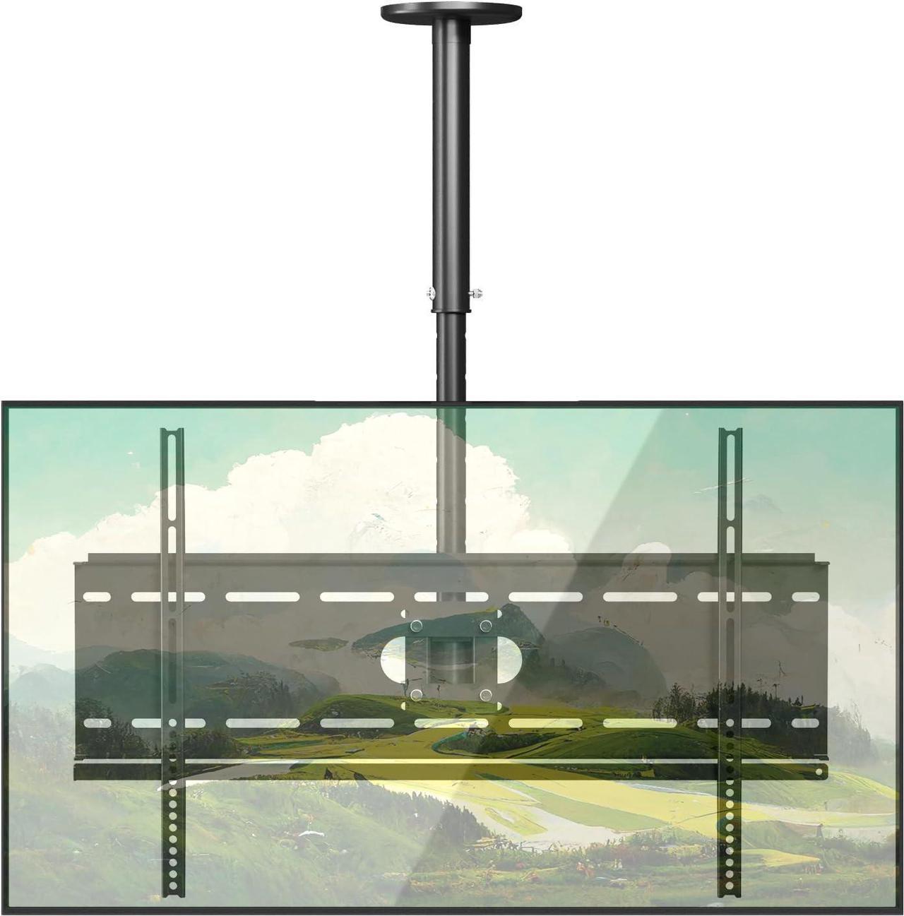 Main image of TV Ceiling Mount, Height Adjustable TV Mount Bracket, Hanging Tilt 15° Swivel 360 Rotation Full Motion TV Pole Mount, fits Most 37-70 TVs, Holds Up to 180 lbs,700x400mm VESA Max, Black