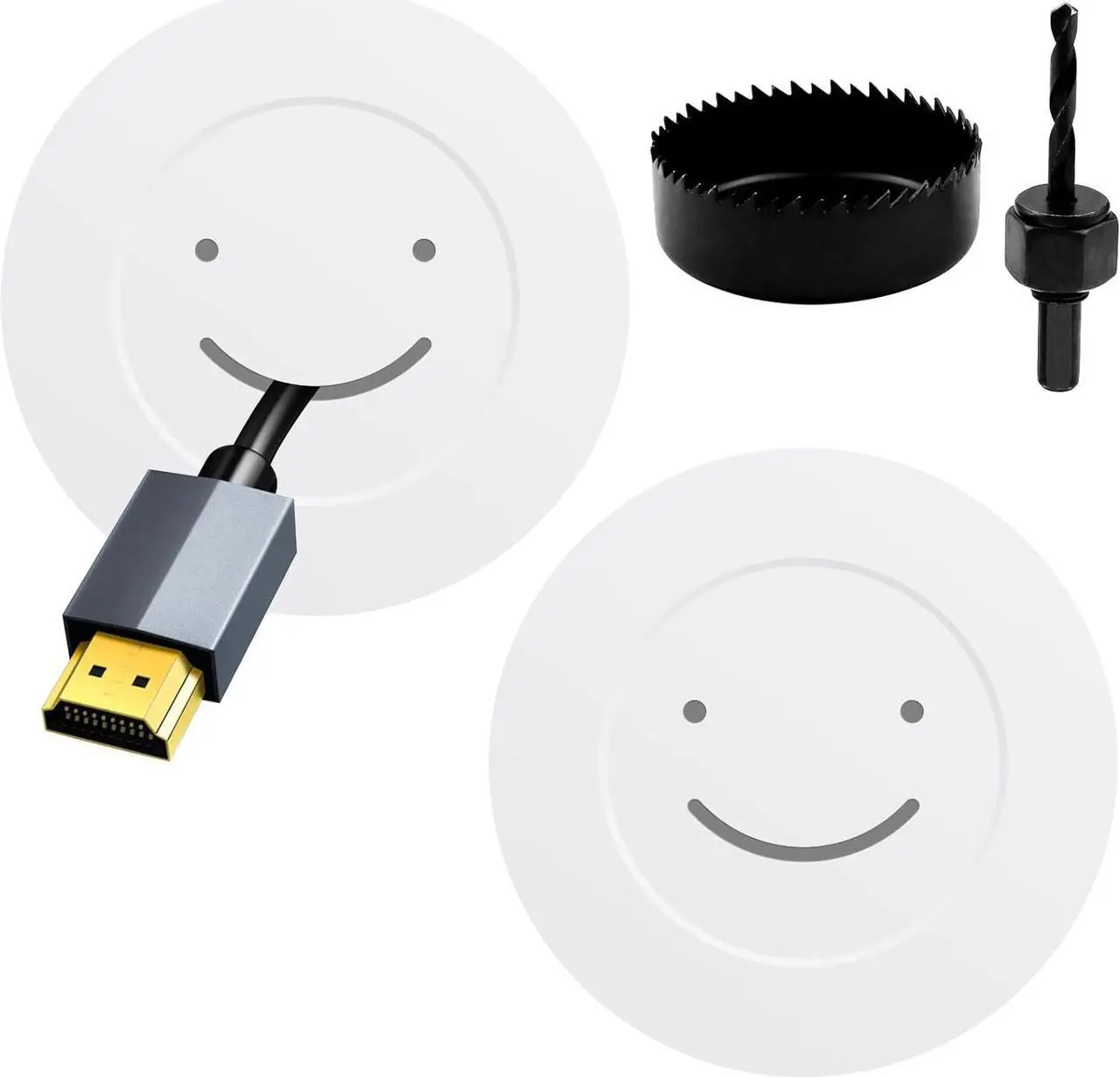 Main image of TV Wire Hider Kit for Wall Mount TV - in Wall Cable Management Kit with 2 Pass Throughs, Locking Brackets, and Hole Saw Drill Attachment