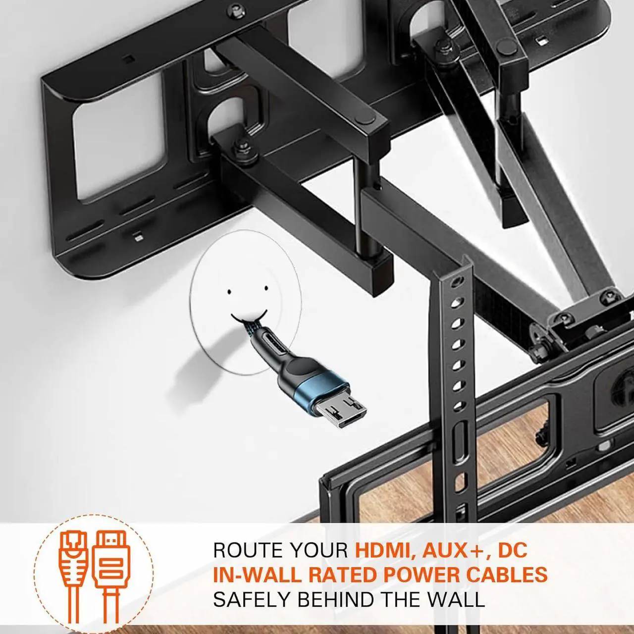 Alt view image 2 of 7 - TV Wire Hider Kit for Wall Mount TV - in Wall Cable Management Kit with 2 Pass Throughs, Locking Brackets, and Hole Saw Drill Attachment