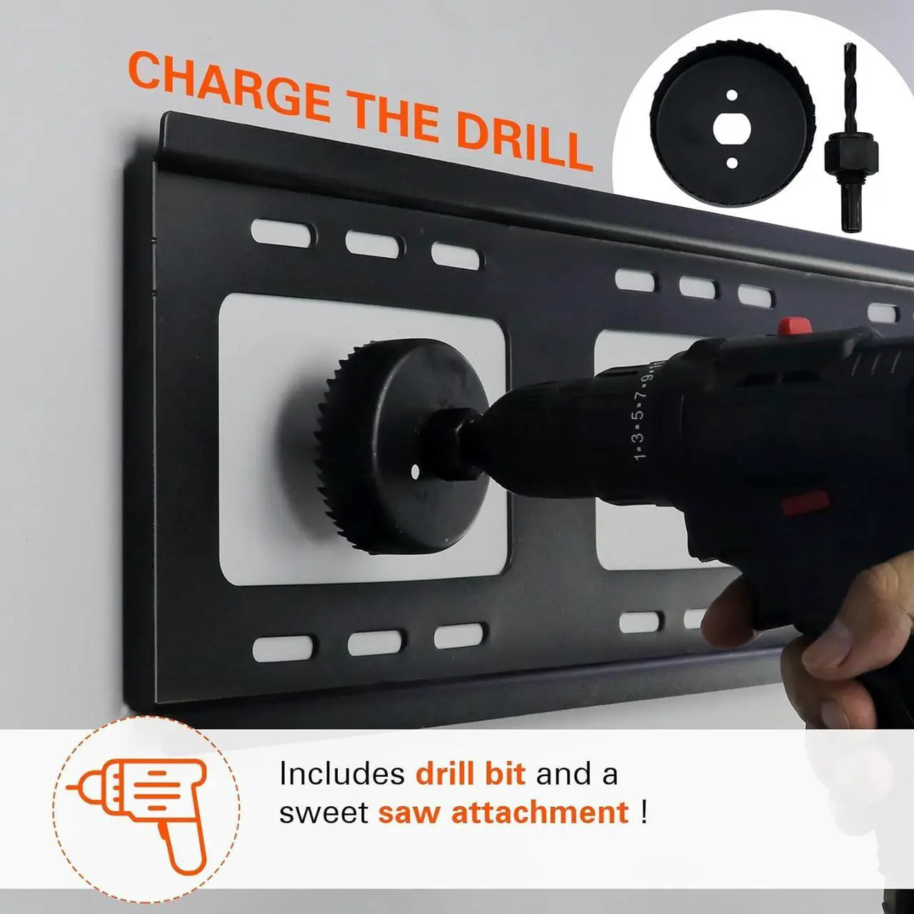 Alt view image 7 of 7 - TV Wire Hider Kit for Wall Mount TV - in Wall Cable Management Kit with 2 Pass Throughs, Locking Brackets, and Hole Saw Drill Attachment