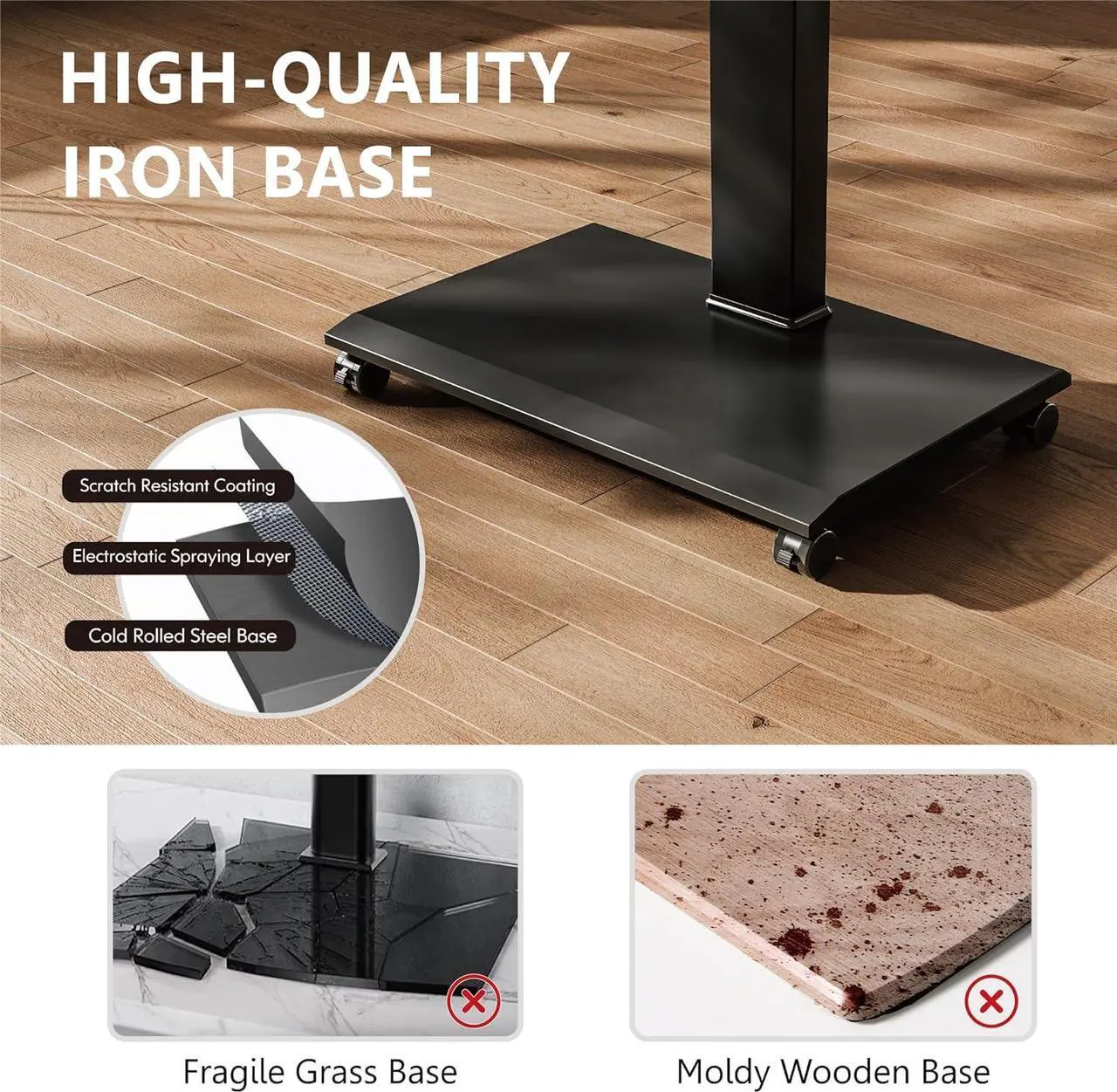 Alt view image 4 of 7 - FITUEYES Rolling TV Stand - Portable Mobile TV Cart on Wheels for 32 to 65 70 75 Inch TVs, Landscape to Portrait Rotating and 40°Swivel, Height Adjustable TV Cart Rolling TV Stand Hold Up to 88 Lbs