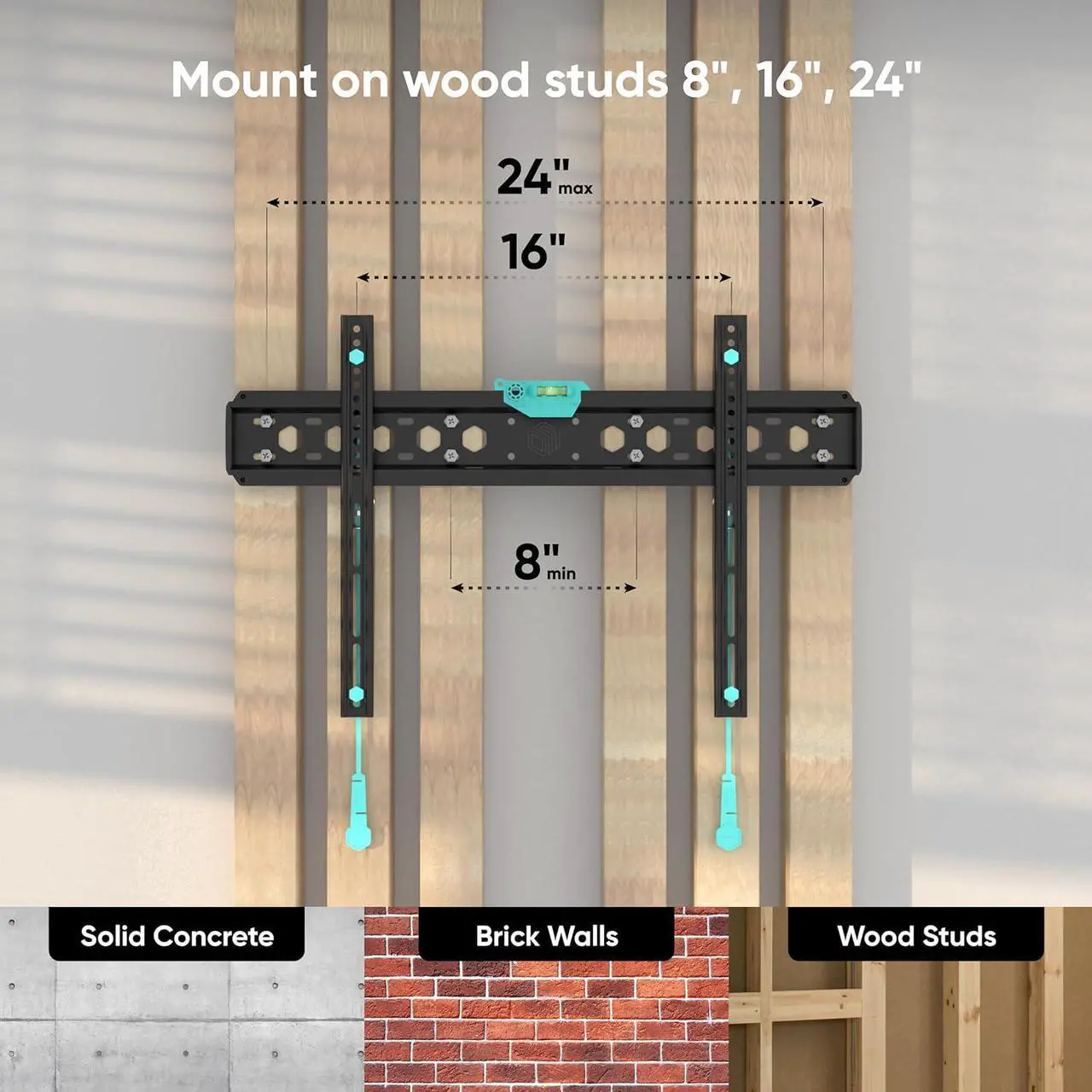 Alt view image 6 of 7 - ONKRON Fixed TV Wall Mount for 43-85 Inch Screen up to 150 lbs - Flat to Wall TV Mount Low Profile 75x75-600x400 VESA Ultra Thin TV Wall Mount Slim/Flush Wall Mount TV Bracket Flat Black