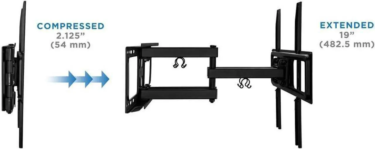 Alt view image 6 of 7 - Mount-It! Full Motion TV Wall Mount | Dual Arm Articulating TV Mount | Low Profile Flat Screen Bracket with Tilt and Swivel | Fits 32-55 Inches TV, VESA Compatible up to 400 x 400mm | 88 Lbs Capacity