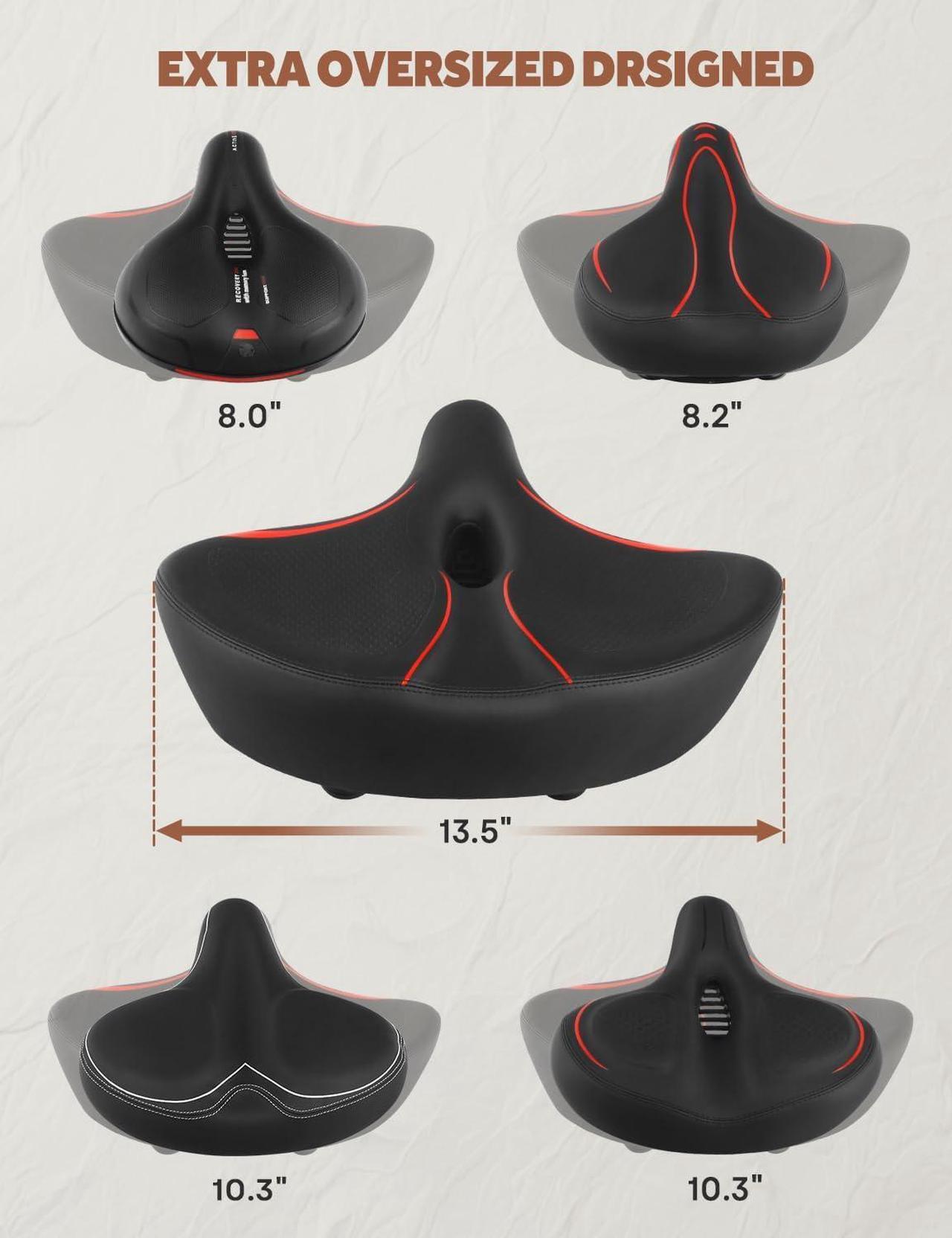 Alt view image 4 of 7 - Oversized Bike Seat for Peloton Bike & Bike+, Comfort Bicycle Seat Replacement for Men & Women, Extra Wide Bike Saddle Compatible with Peloton, Echelon, Exercise, Electric, Cruiser Bikes