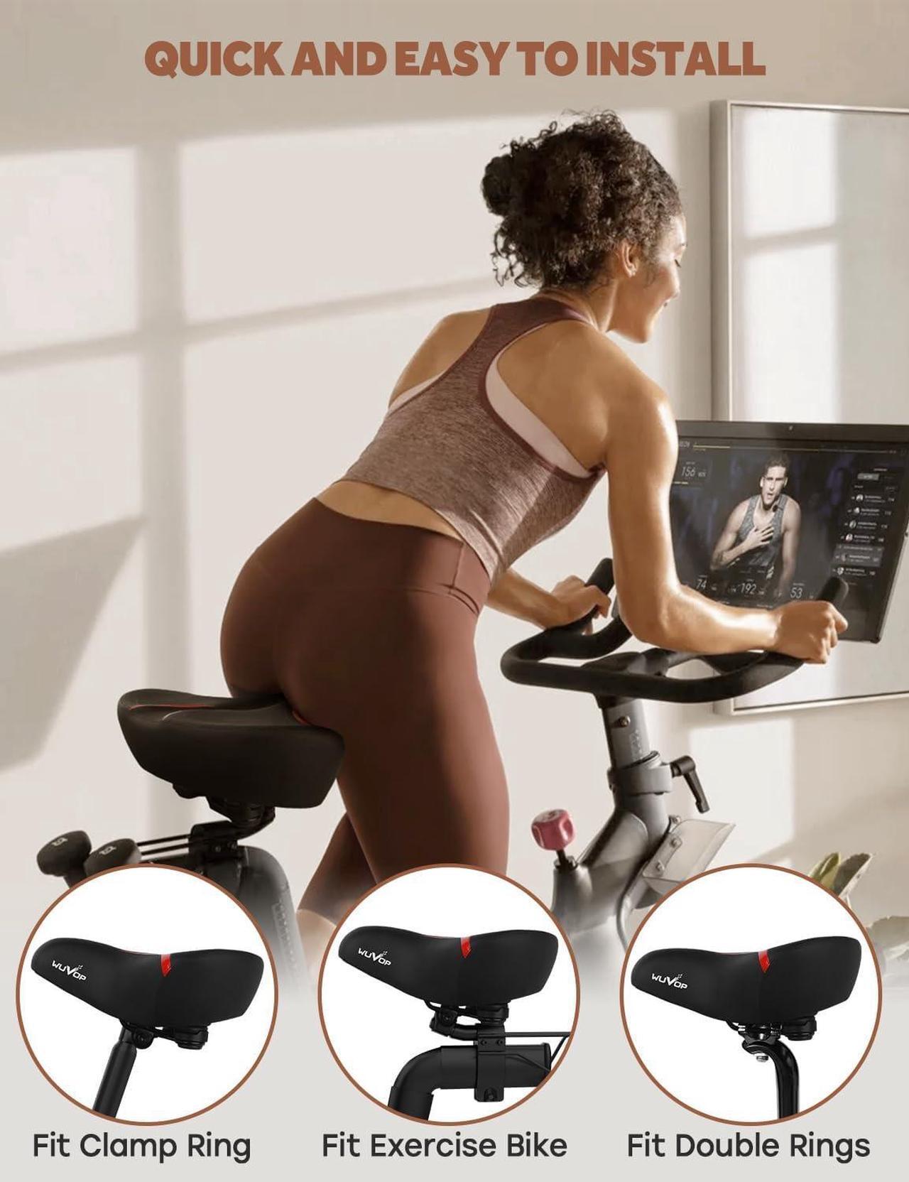 Alt view image 6 of 7 - Oversized Bike Seat for Peloton Bike & Bike+, Comfort Bicycle Seat Replacement for Men & Women, Extra Wide Bike Saddle Compatible with Peloton, Echelon, Exercise, Electric, Cruiser Bikes