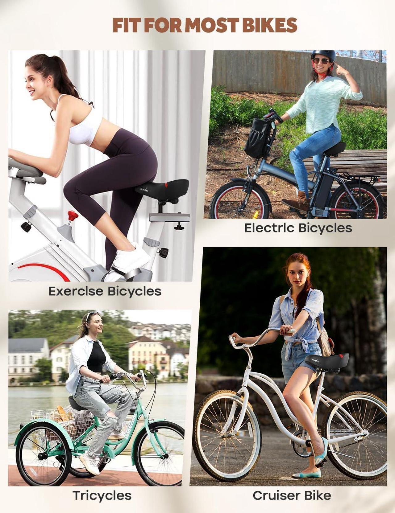 Alt view image 7 of 7 - Oversized Bike Seat for Peloton Bike & Bike+, Comfort Bicycle Seat Replacement for Men & Women, Extra Wide Bike Saddle Compatible with Peloton, Echelon, Exercise, Electric, Cruiser Bikes