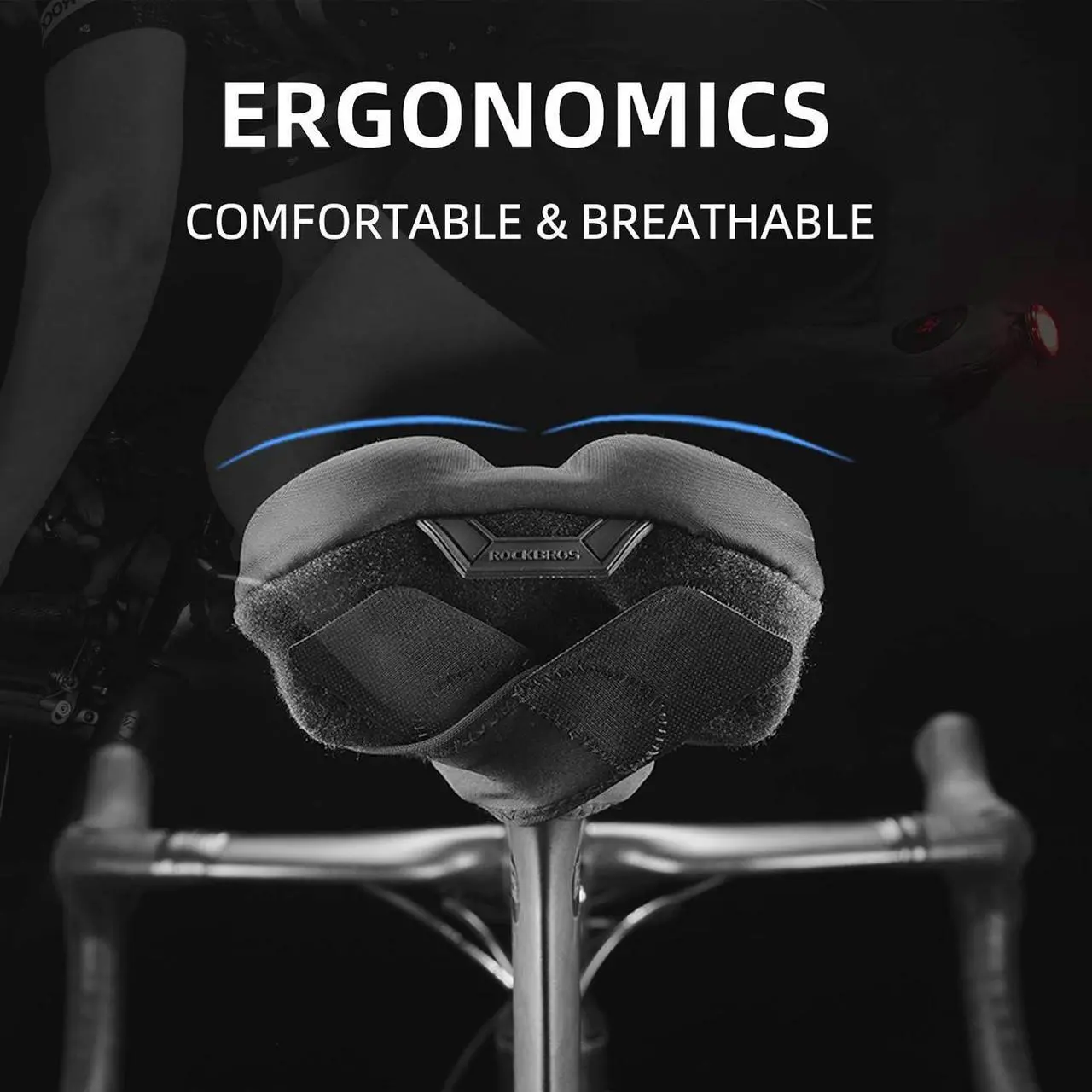 Alt view image 5 of 6 - ROCKBROS Bike Seat Cushion Gel Bike Seat Cover Padded Narrow Seat Cover for Peloton Bike, Spin Bike, Stationary Bike, Exercise Bike, Mountain Road Bike with Rain Cover, 11x7inch