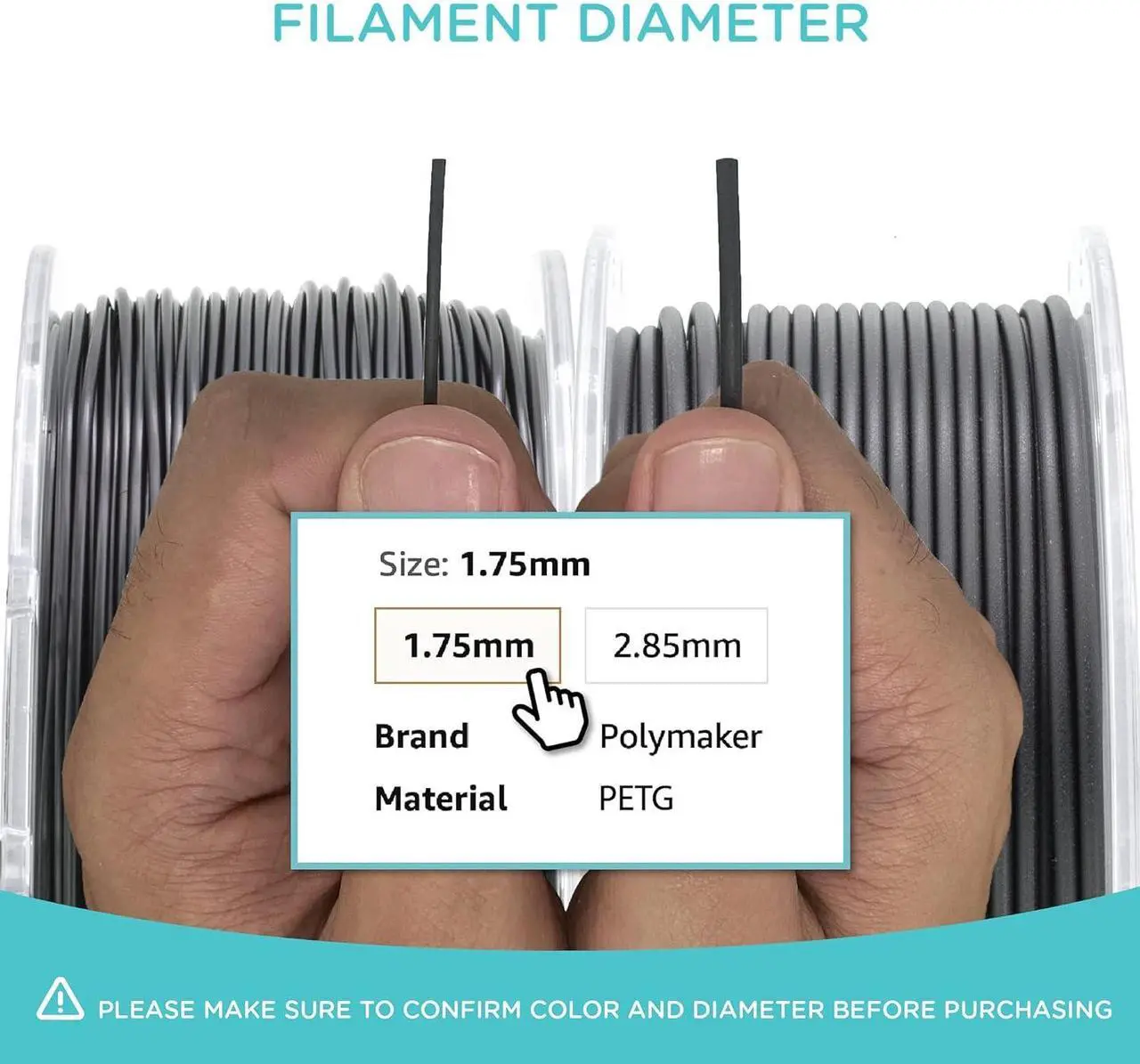 Alt view image 4 of 7 - Polymaker PETG Filament 1.75mm, 1kg Strong PETG 3D Printer Filament Grey - PolyLite PETG Grey 3D Printing Filament 1.75mm, Dimensional Accuracy +/- 0.03mm, Print with Most 3D Printers