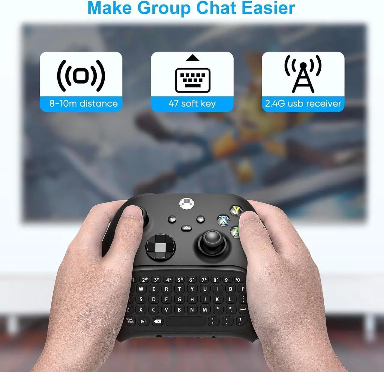 Alt view image 5 of 7 - Keyboard for Xbox Series X/S, One/One X/S, Elite One/2 Controller, Wireless Gaming Chatpad Message Keypad with USB Receiver, Audio/Headset Jack Accessories for Xbox (Controller Not Included), Black