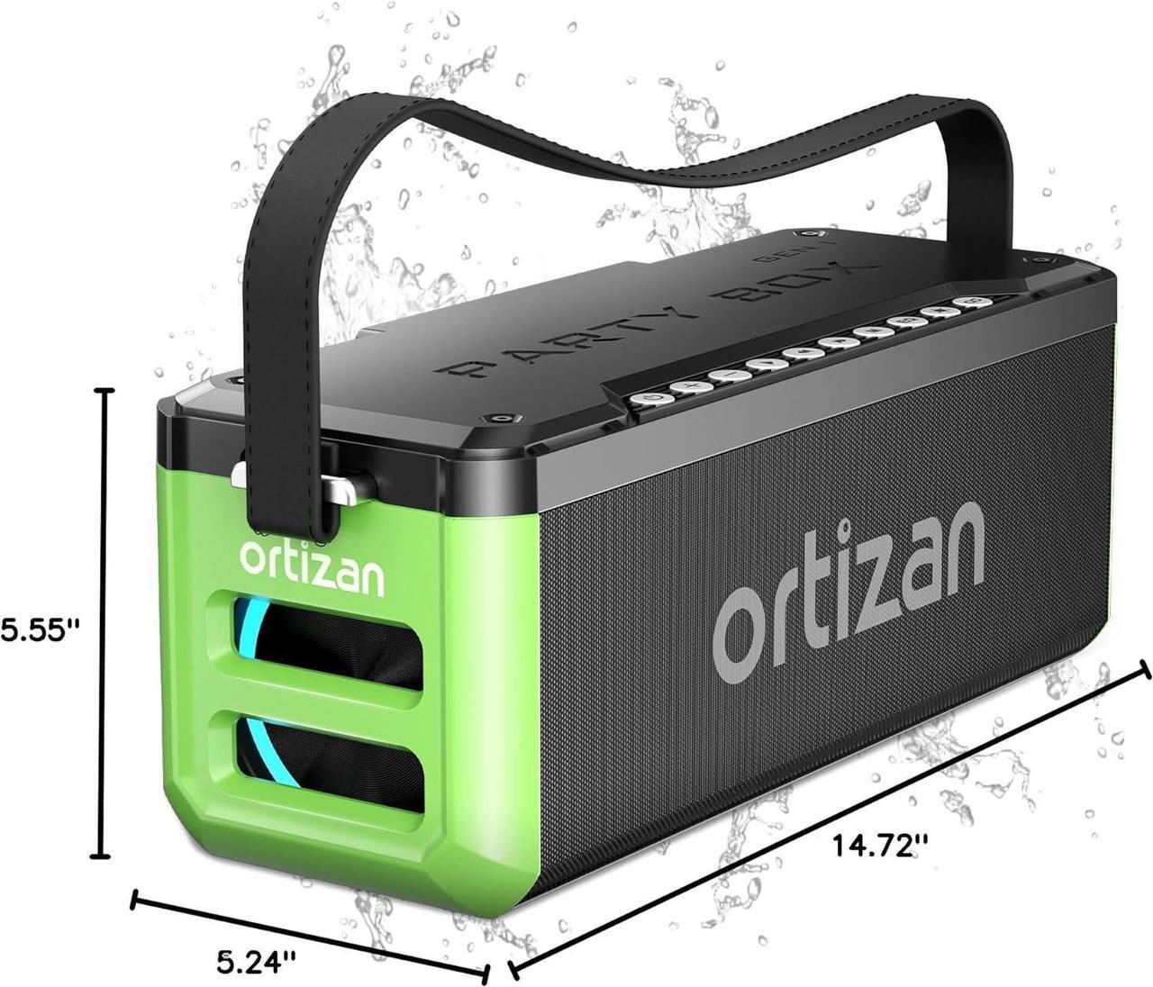 Alt view image 7 of 7 - Ortizan Portable Bluetooth Speaker Wireless, 100W Loud Sound, Monstrous Bass, IPX7 Waterproof, 24H Playtime, Power Bank, LED Lights, USB, EQ, Large Outdoor Subwoofer Speaker for Party, Camping