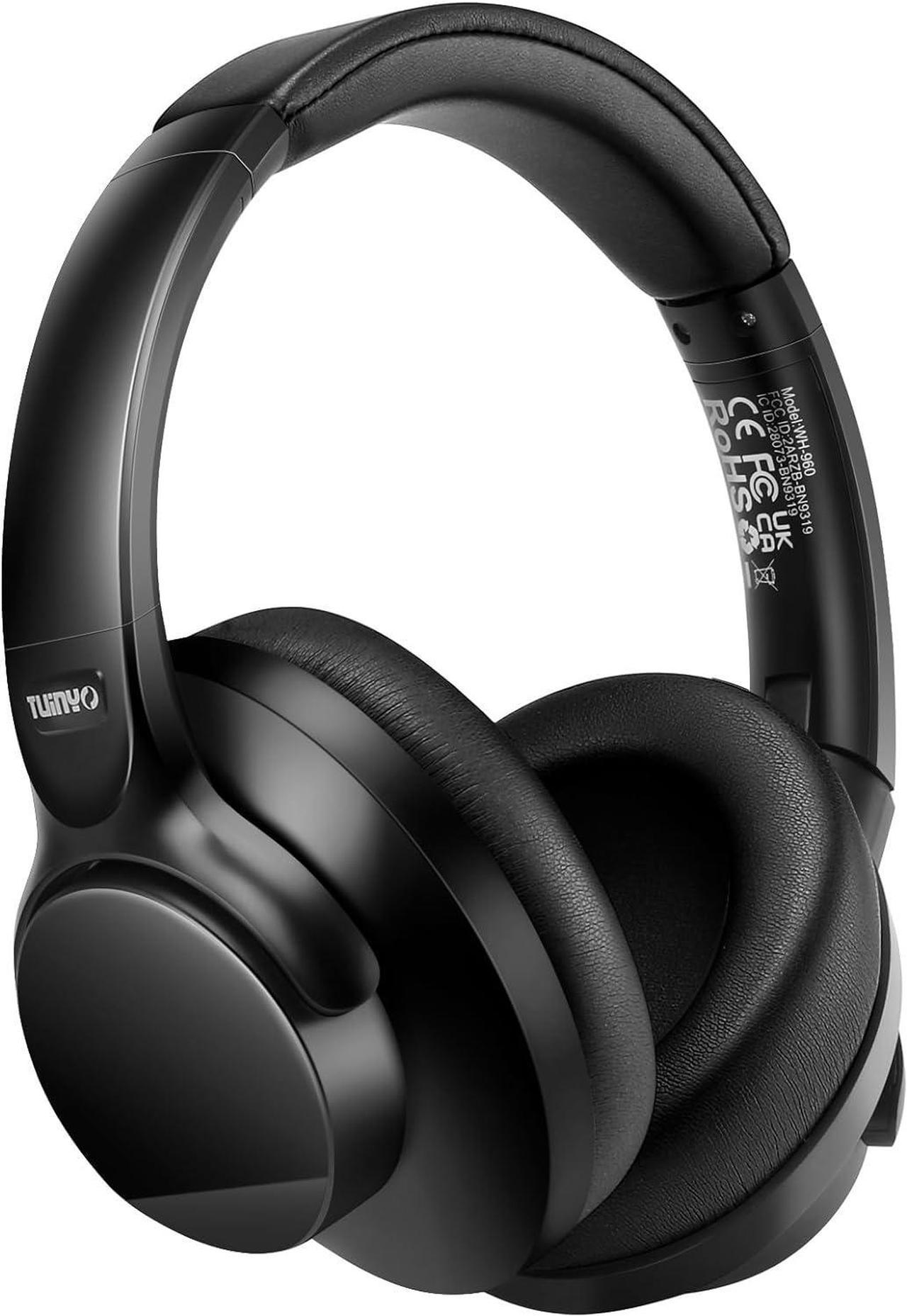 TUINYO Wireless Headphones Noise Cancelling Over Ear Bluetooth Headphones with 60H Playtime, Deep Bass Hi-Fi Stereo Sound & Comfortable Earpads for Travel, Home and Office-Black