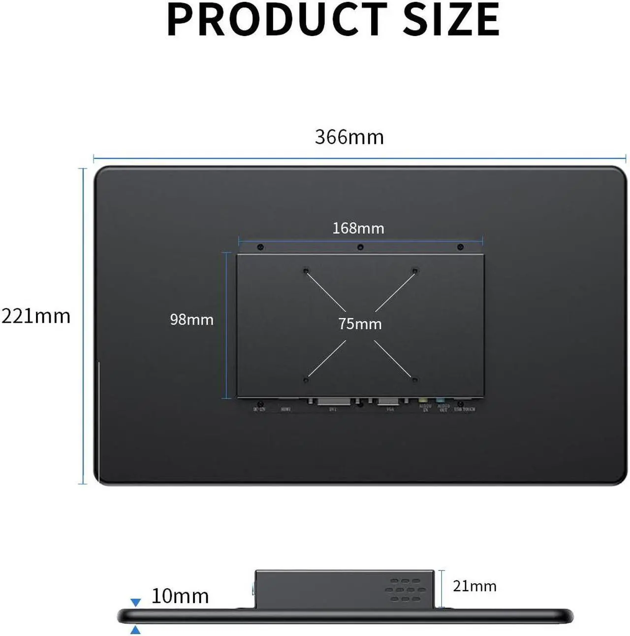 Alt view image 7 of 7 - Unew 15.6 inch Touchscreen Monitor 1080P IPS Screen Built-in Speakers Industrial with 75*75mm VESA HDMI DVI VGA For Office Game Second Monitor Laptop PC Phone PS4 PS5 Xbox Switch