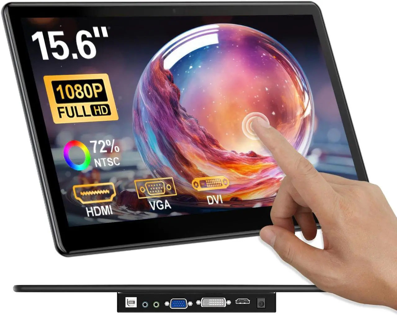 Main image of Unew 15.6 inch Touchscreen Monitor 1080P IPS Screen Built-in Speakers Industrial with 75*75mm VESA HDMI DVI VGA For Office Game Second Monitor Laptop PC Phone PS4 PS5 Xbox Switch