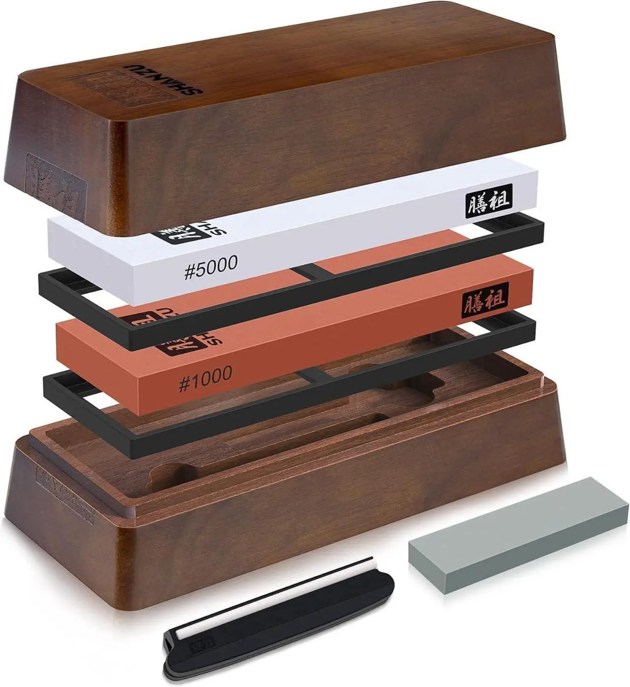 Main image of SHAN ZU 2 Pcs Knife Sharpener Stone Set with Storage Box Whetstone Grit 1000/5000 Knife Sharpening Stone with Non-Slip Silicone Base and Angle Guide Whetstone Knife Sharpening Kit for Kitchen Knives