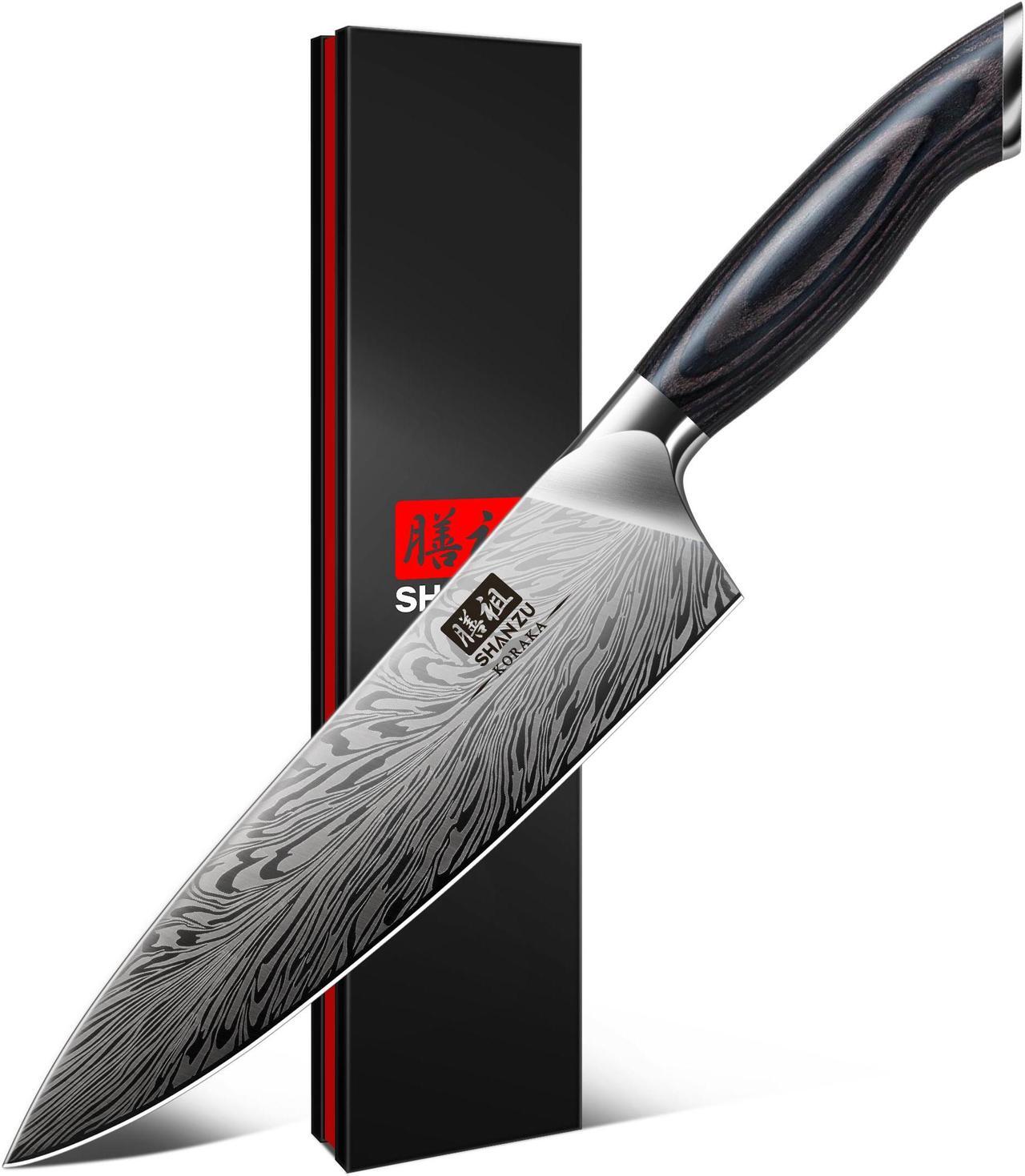 Main image of SHAN ZU Chef Knife in Powder Steel, Japanese Kitchen Knife 8 Inch, Ultra Sharp Chef's Knife, High Carbon Japanese Knife with Ergonomic Pakkawood Handle Professional Utility Knives for Meat Vegetable