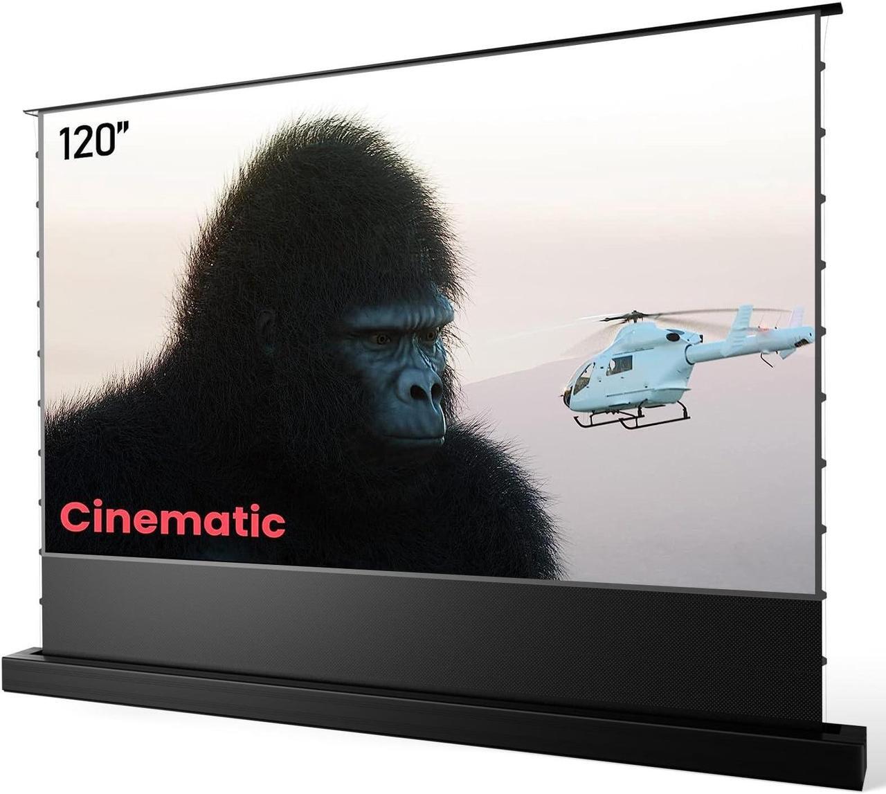 Main image of AWOL VISION 120" Motorized ALR Floor Rising Projector Screen for Ultra Short Throw Projector, Floor Stand Screen for Home Theater, 4K/8K Ultra HD, Active 3D, 95% Ambient Light Rejecting-ALR-F220C