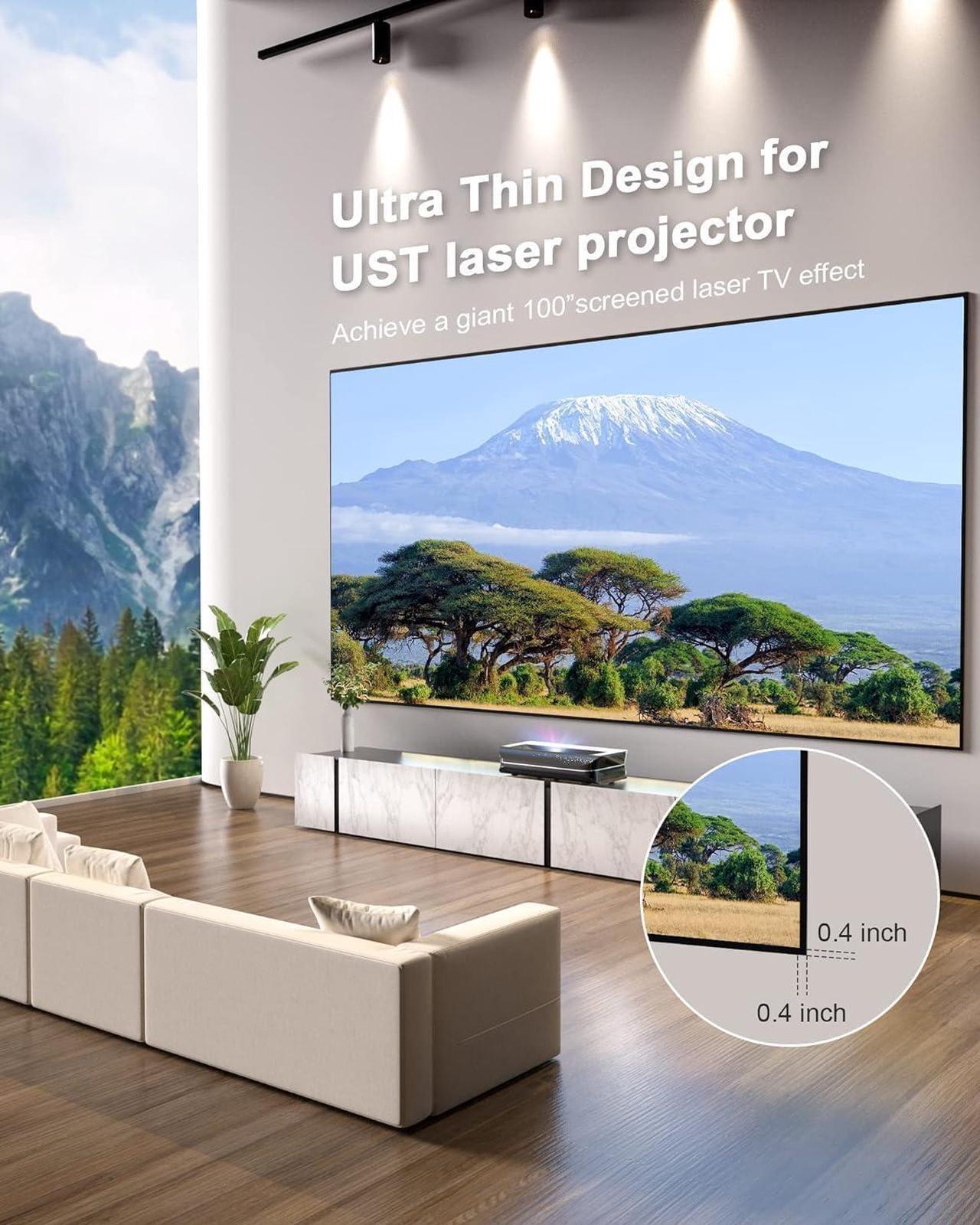 Alt view image 5 of 7 - AWOL VISION 120" UST Projector Screen for Bright Day Light Using, 85% Ambient Light Rejecting (ALR) Fresnel Projector Screen for Ultra Short Throw Projector, Fixed Frame, Active 3D