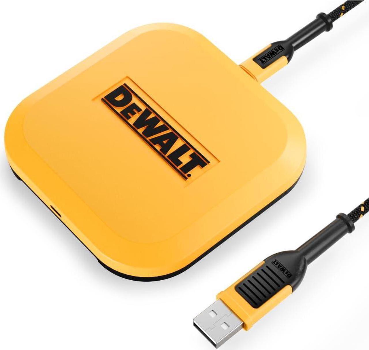 DEWALT Fast Wireless Charging Pad Type C Cable and AC Adapter Included 10W Max Qi Wireless Charger iPhone 14/13/12 Samsung Android Wireless Phone Charger Mat