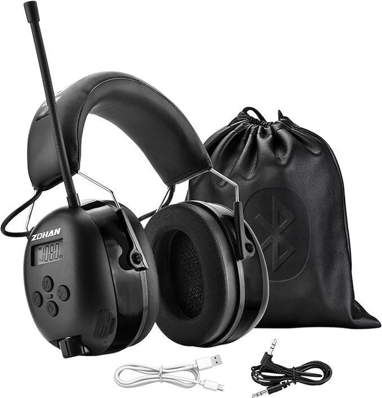 ZOHAN 033 Bluetooth AM/FM Radio Headphones with 2000mAh Rechargeable Battery,25dB NRR Noise Reduction Safety Earmuffs