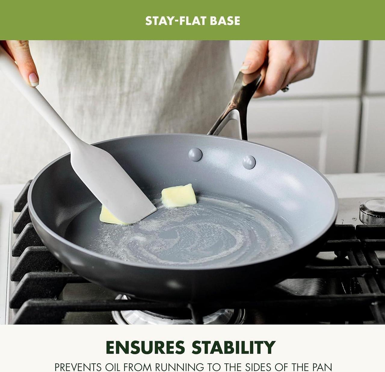 Alt view image 6 of 7 - GreenPan Valencia Pro 12" Skillet, PFOA and PFAS-Free, Healthy Ceramic Nonstick: Hard Anodized Pan for Non-Toxic Cooking Induction & Dishwasher Safe Oven-Safe to 600°F Easy Clean, Gray