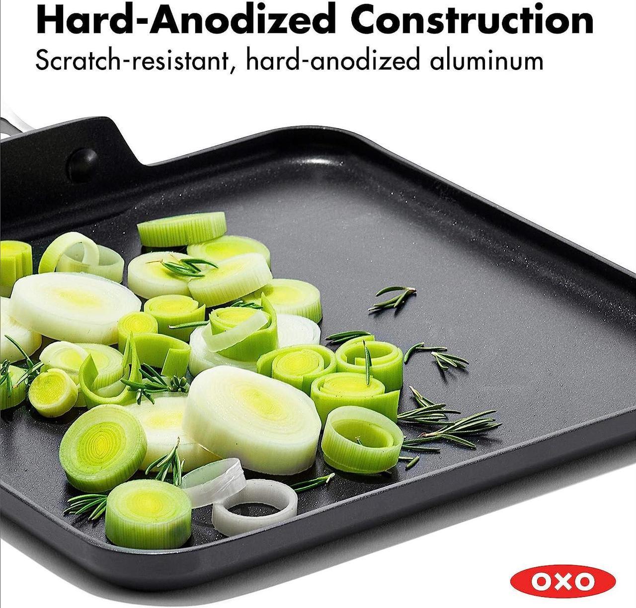 Alt view image 3 of 6 - OXO Enhanced 11" Griddle Pan, PFAS-Free Ceramic Nonstick, Durable Hard Anodized Cookware, Scratch Resistant, Stainless Steel Handle, Good Grips, Dishwasher/Oven Safe, Black