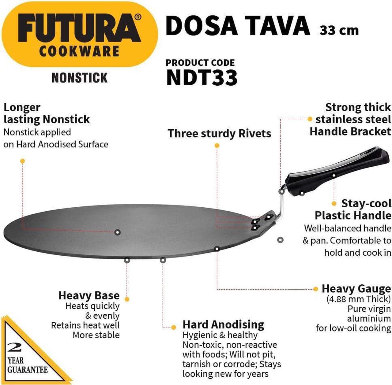 Alt view image 2 of 7 - Hawkins Futura Nonstick Dosa Tava, Diameter 33 cm (13 inch), Thickness 4.88 mm (Black) NDT33