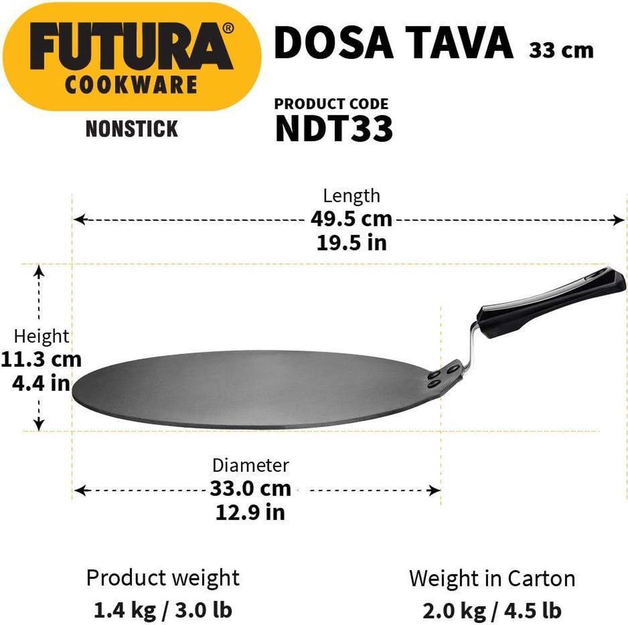 Alt view image 3 of 7 - Hawkins Futura Nonstick Dosa Tava, Diameter 33 cm (13 inch), Thickness 4.88 mm (Black) NDT33